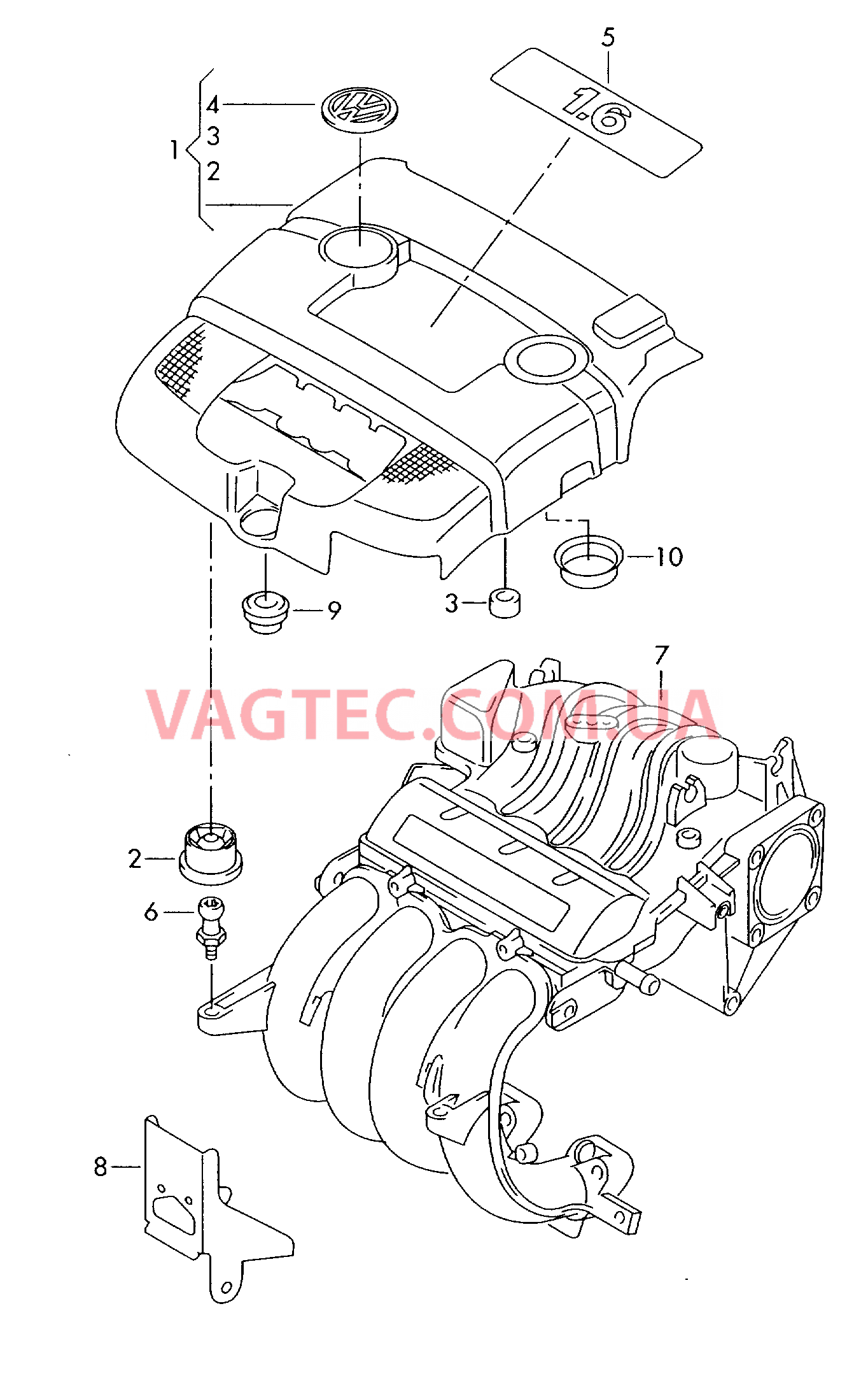 Защ. кожух впускн. коллектора  для VOLKSWAGEN GOLF 2007