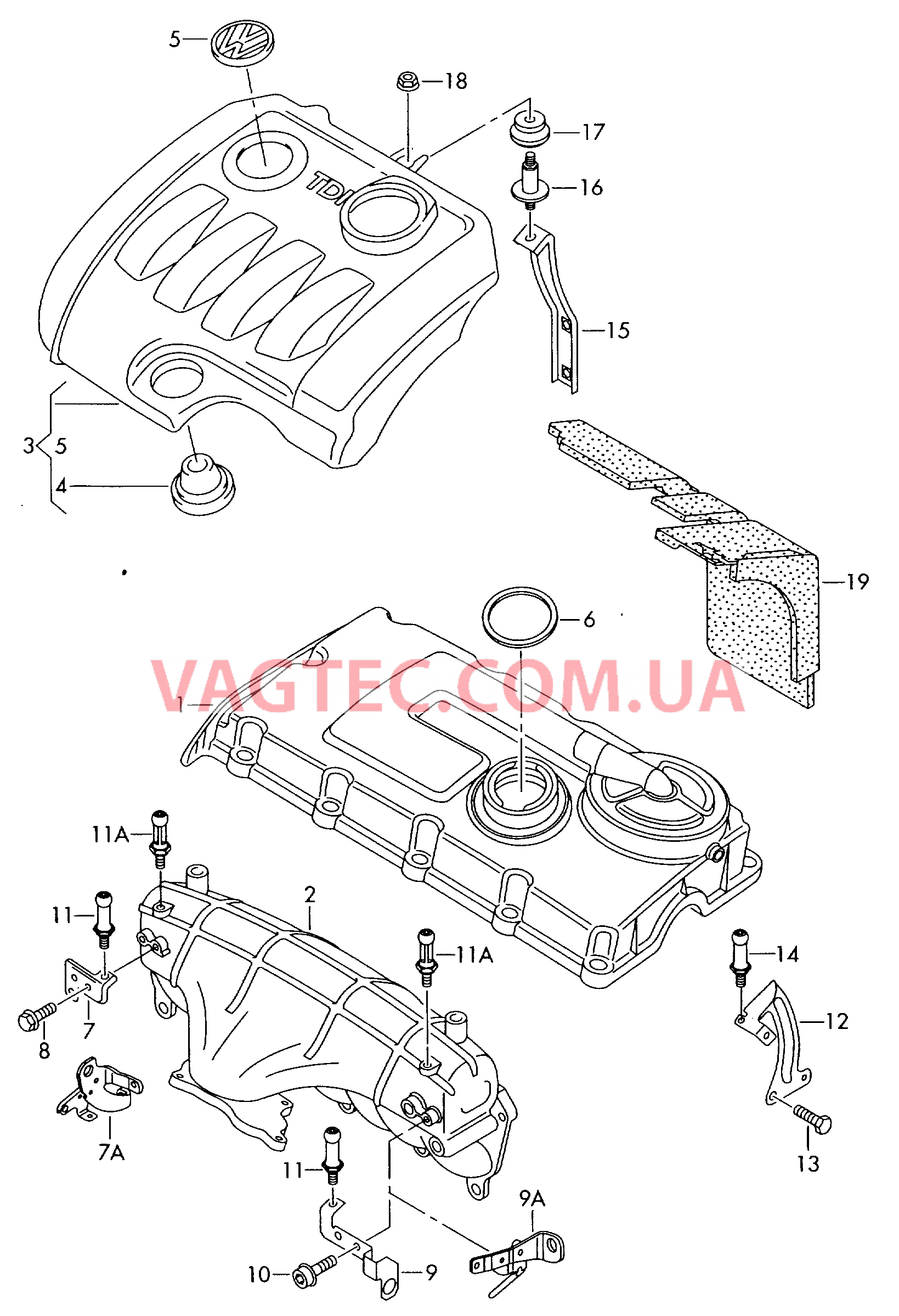 Защ. кожух впускн. коллектора  для VOLKSWAGEN Jetta 2008-1