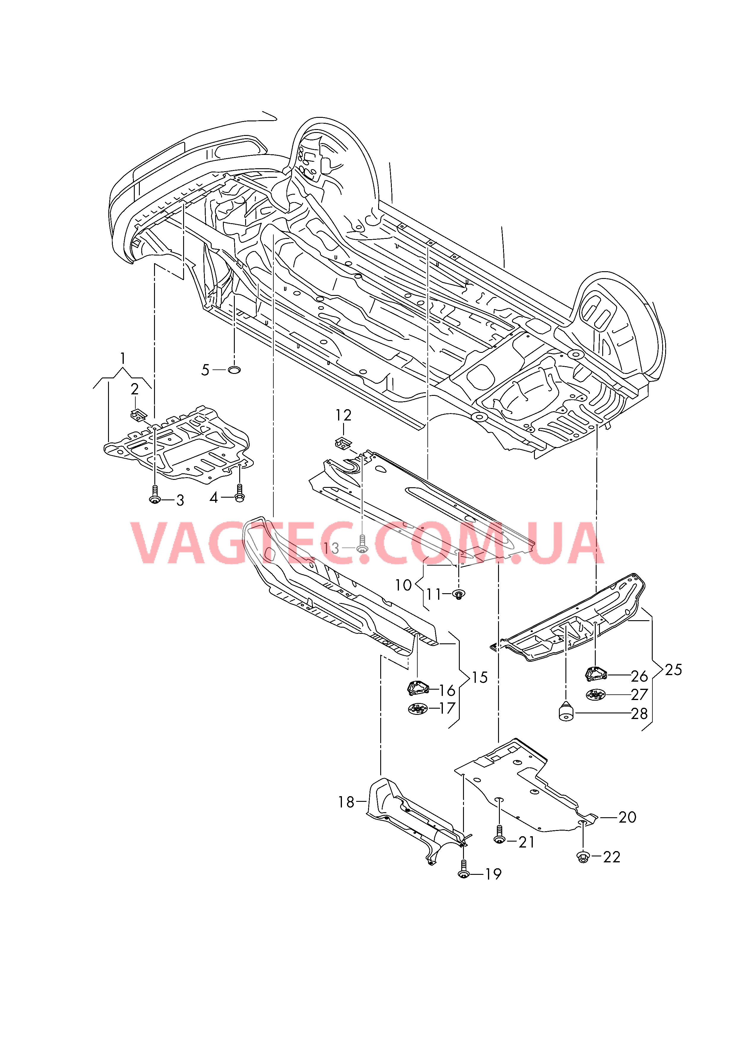 Облицовка днища Шумоизоляция Теплозащитный экран  для VOLKSWAGEN GOLF 2013-2