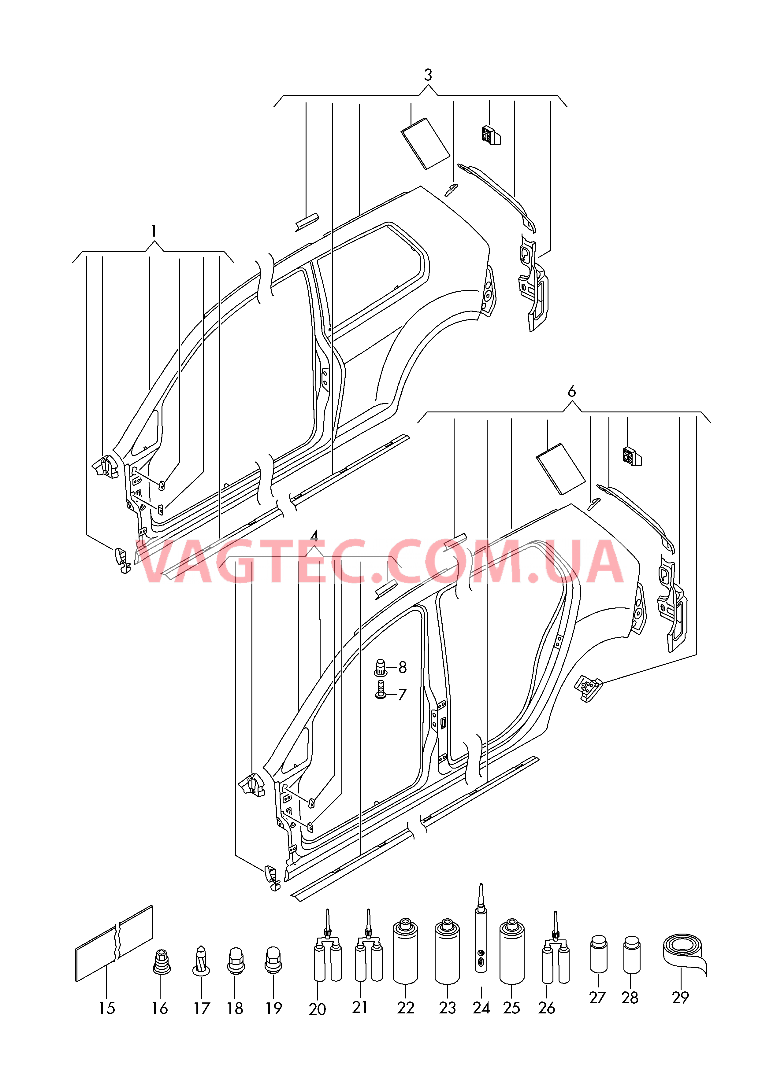 Отрезные детали боковины  для VOLKSWAGEN GOLF 2013-2