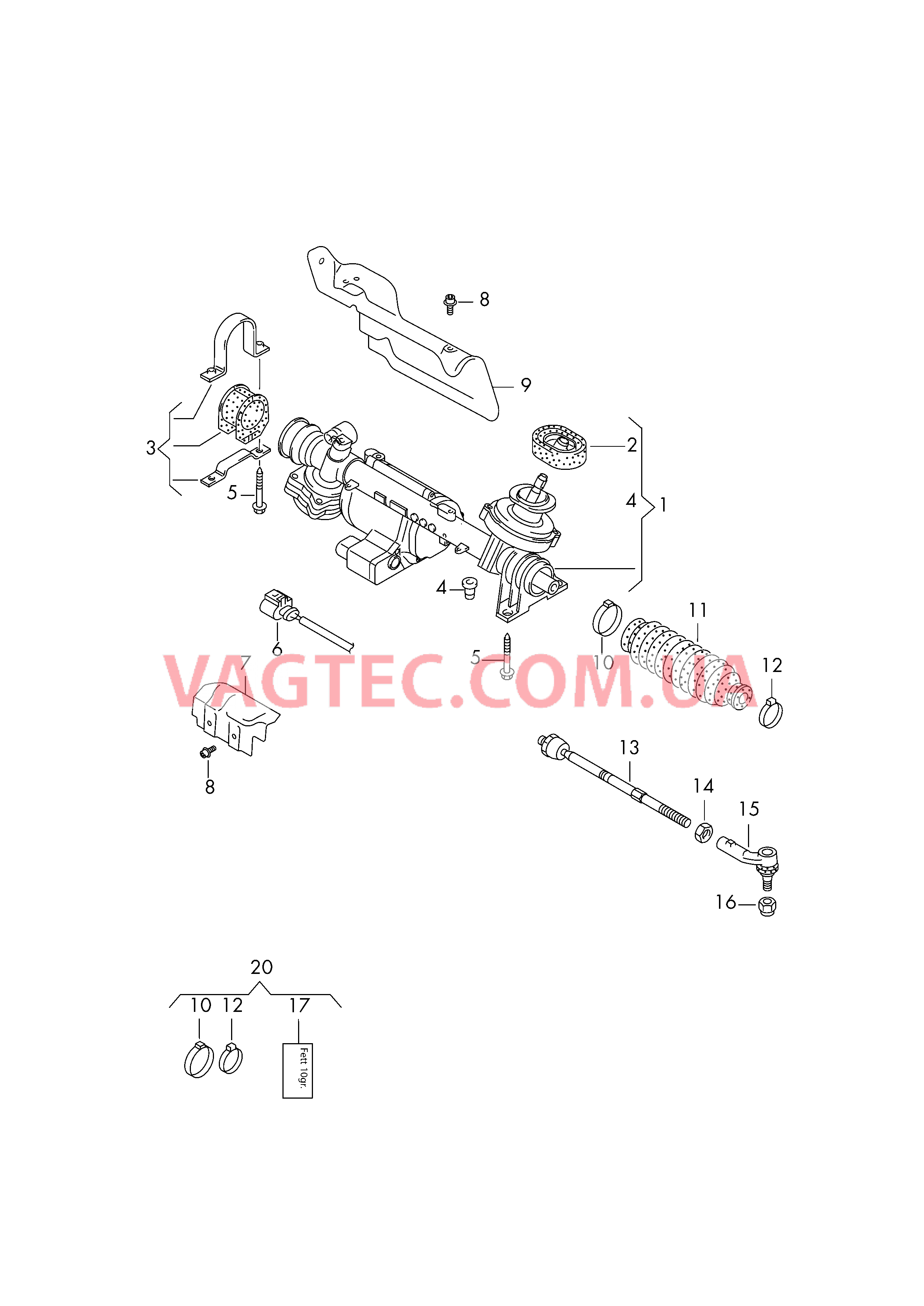 Рулевой механизм Поперечная рулевая тяга для а/м с электро/механическим усилителем рулевого управления D - 07.11.2005>> для VOLKSWAGEN Caddy 2008