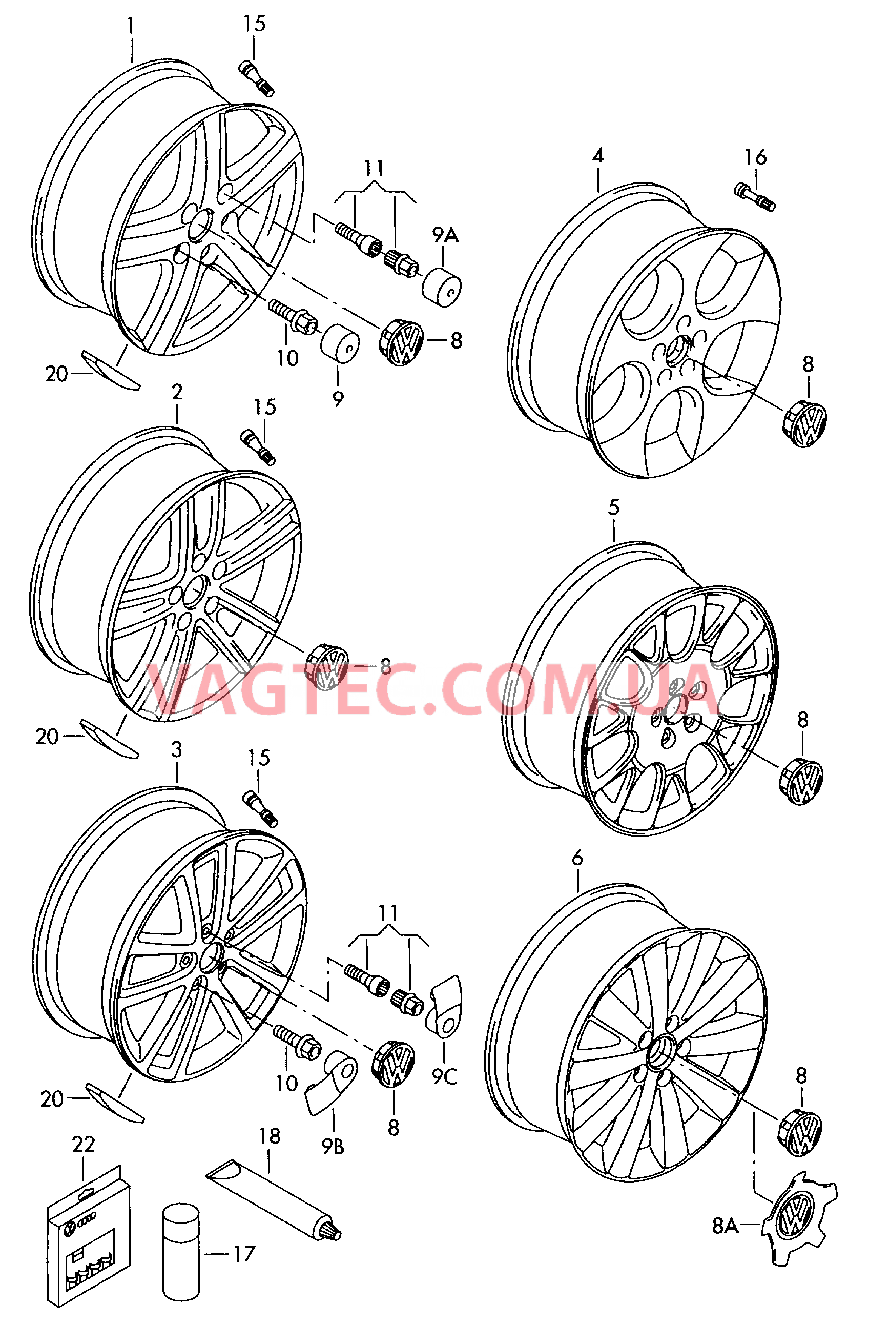 Алюминиевый диск Колпак колеса для а/м с индивидуальной комплектацией  для VOLKSWAGEN GOLF 2004-1