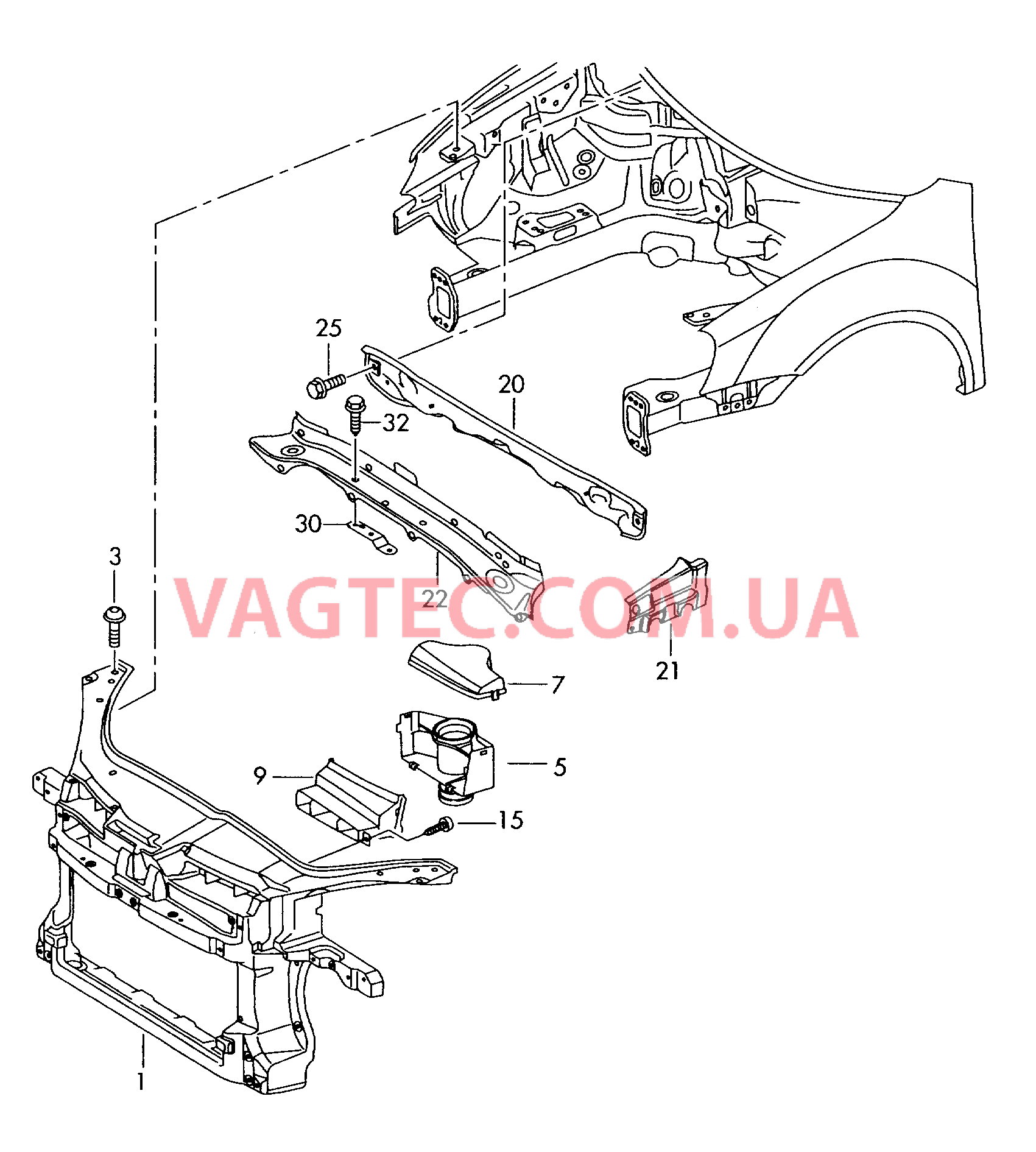 Передняя часть кузова без водоотводящего короба  для VOLKSWAGEN Jetta 2008-1