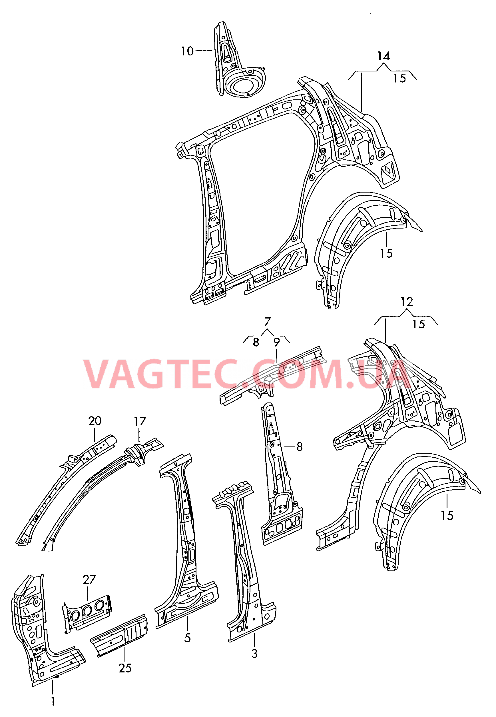 Боковина, внутренняя  для VOLKSWAGEN GOLF 2004-1