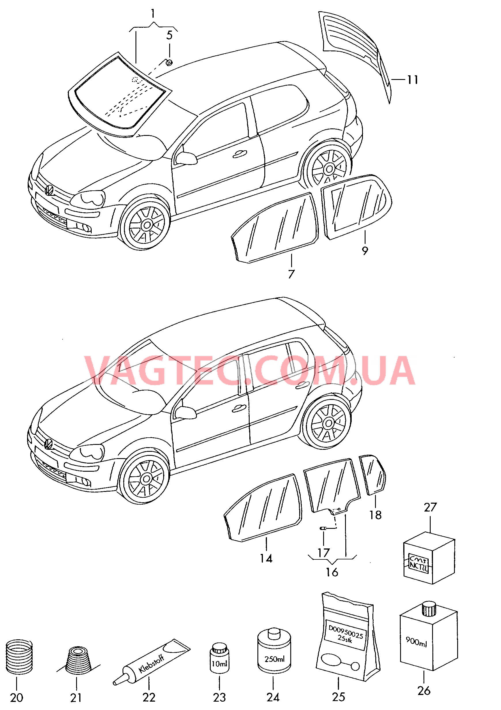 Стёкла  для VOLKSWAGEN GOLF 2008-1