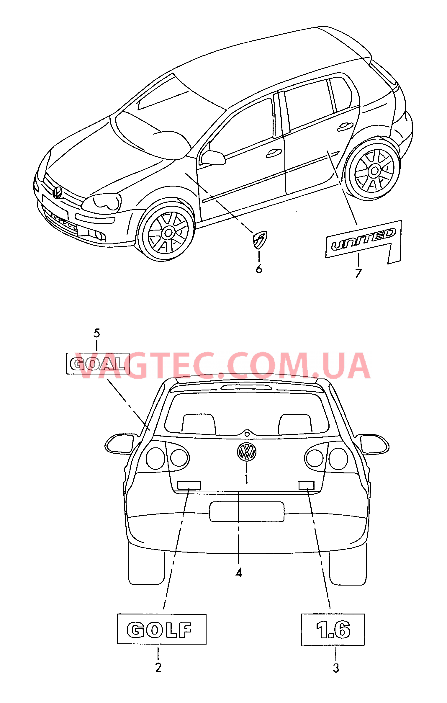 Надписи  для VOLKSWAGEN GOLF 2008-1