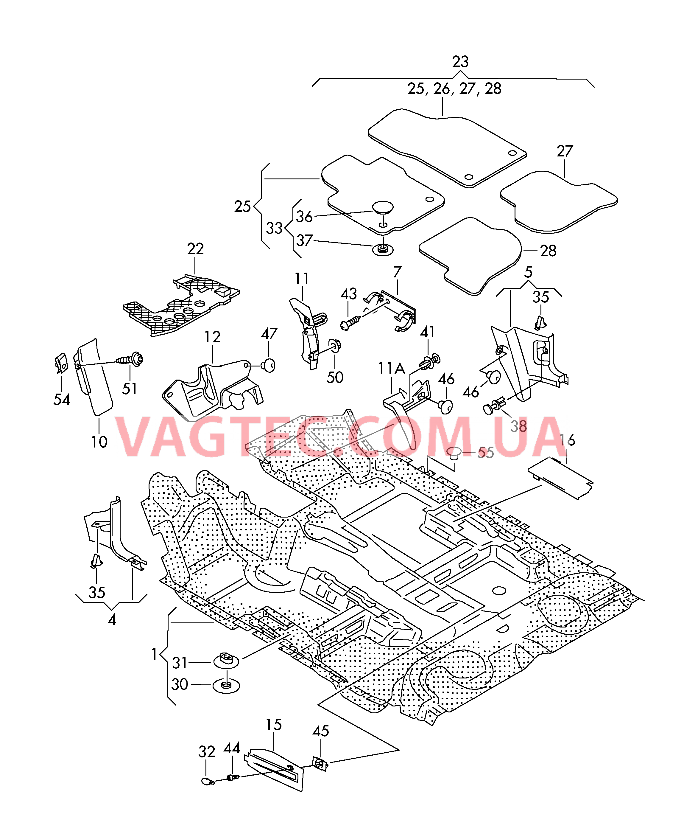 Коврики Облицовка стойки А Упор для ног Коврик  для VOLKSWAGEN GOLF 2004-1