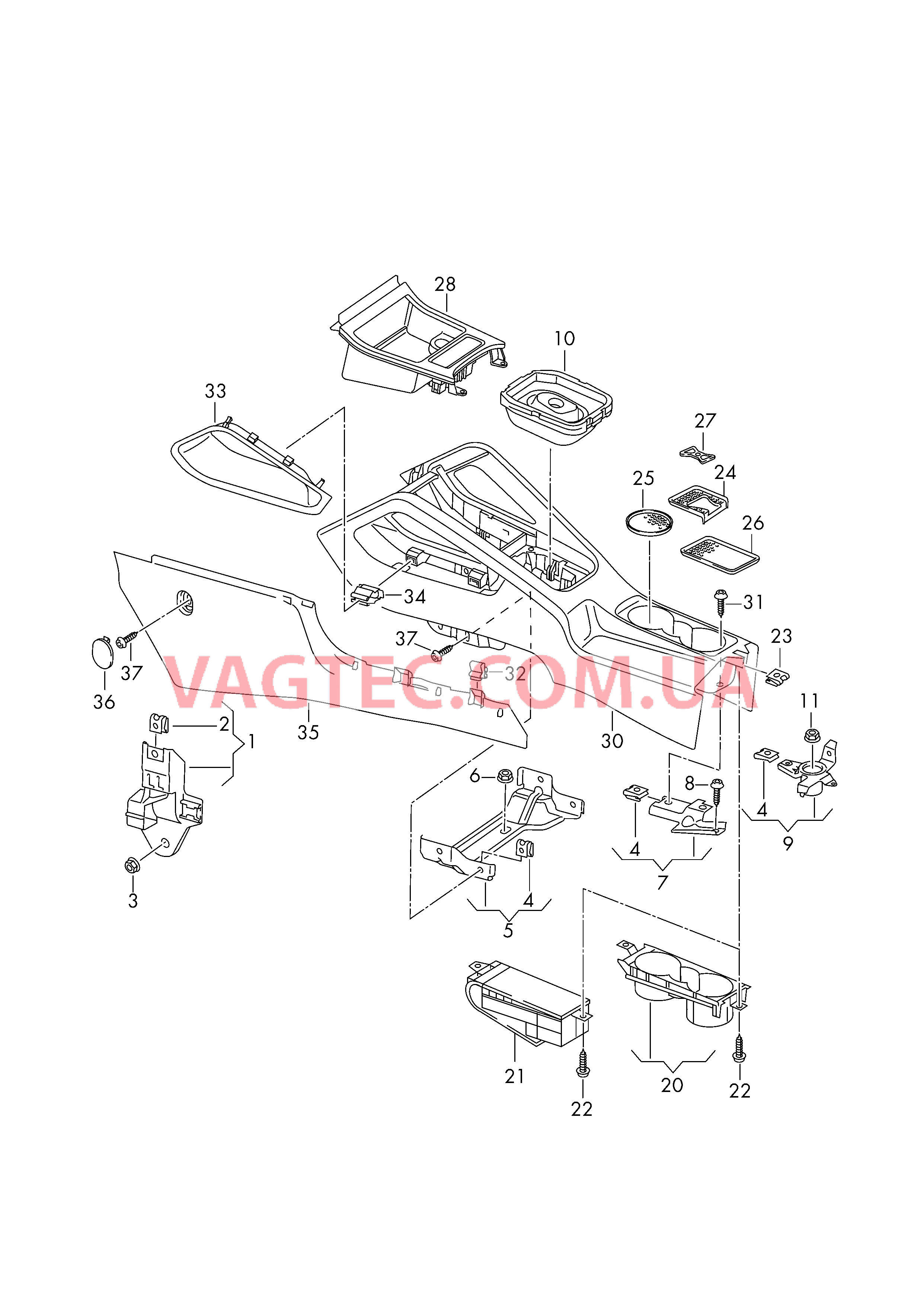 Центральная консоль  для VOLKSWAGEN GOLF 2006-1