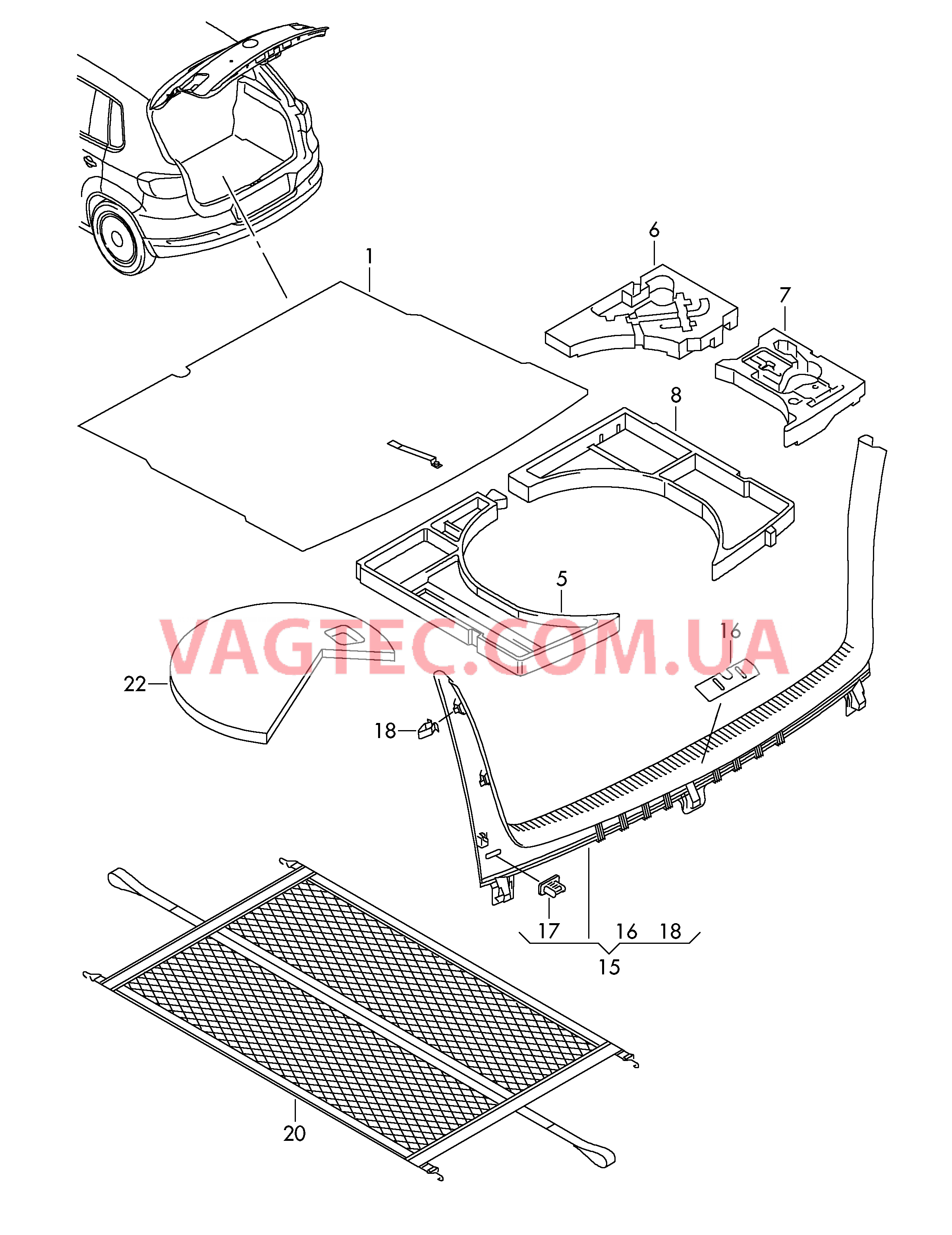 Коврик багажника Накладка для кронштейна замка  для VOLKSWAGEN GOLF 2009-2