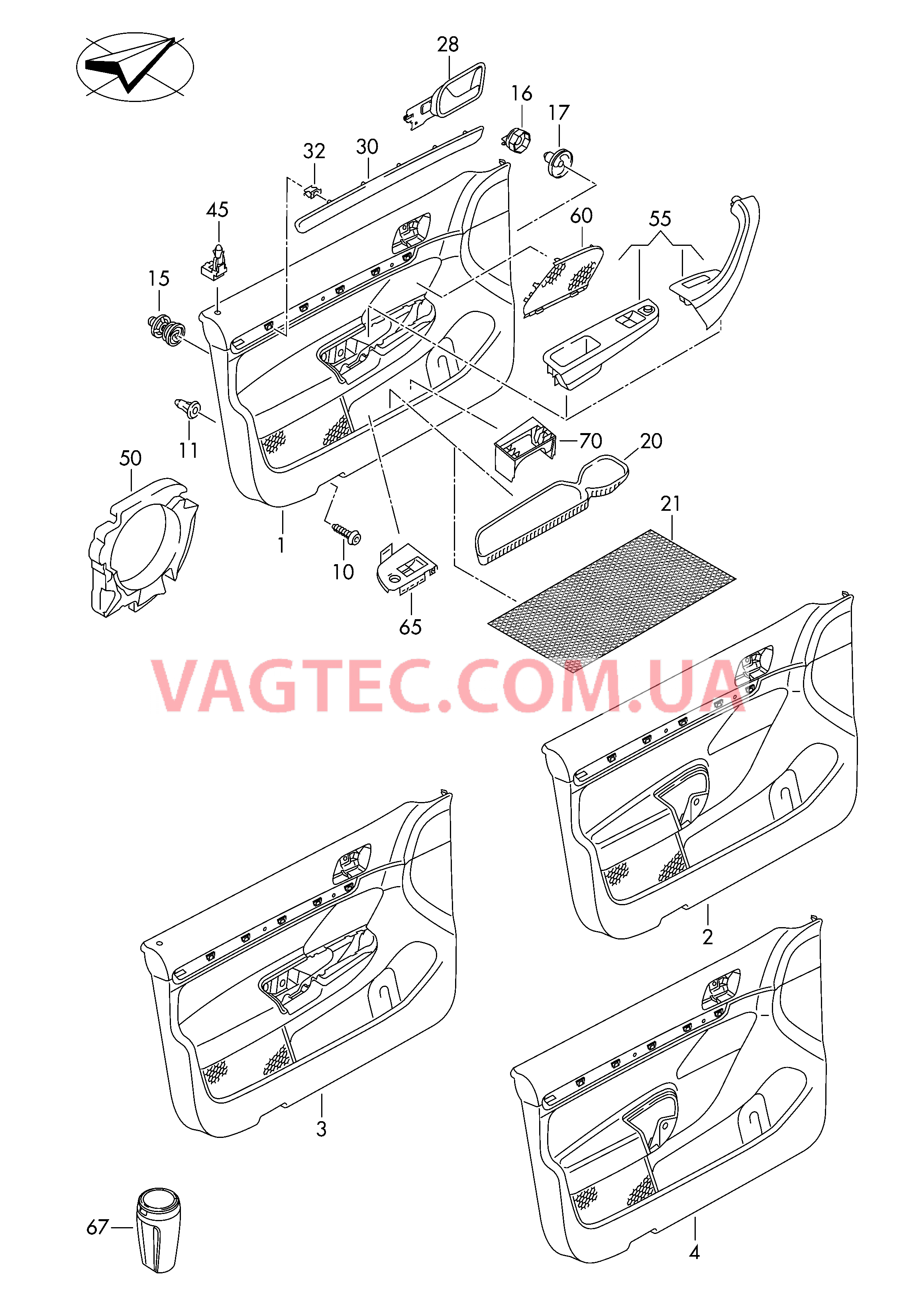 Обшивки дверей  для VOLKSWAGEN Jetta 2006-1