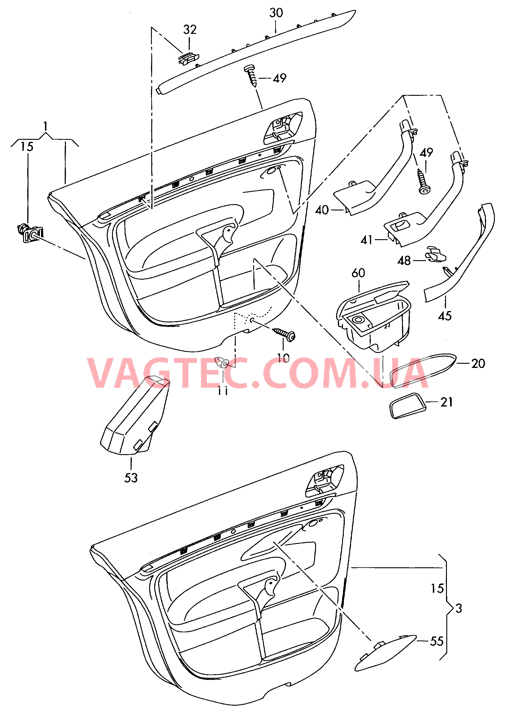 Обшивки дверей  для VOLKSWAGEN GOLF 2005-2