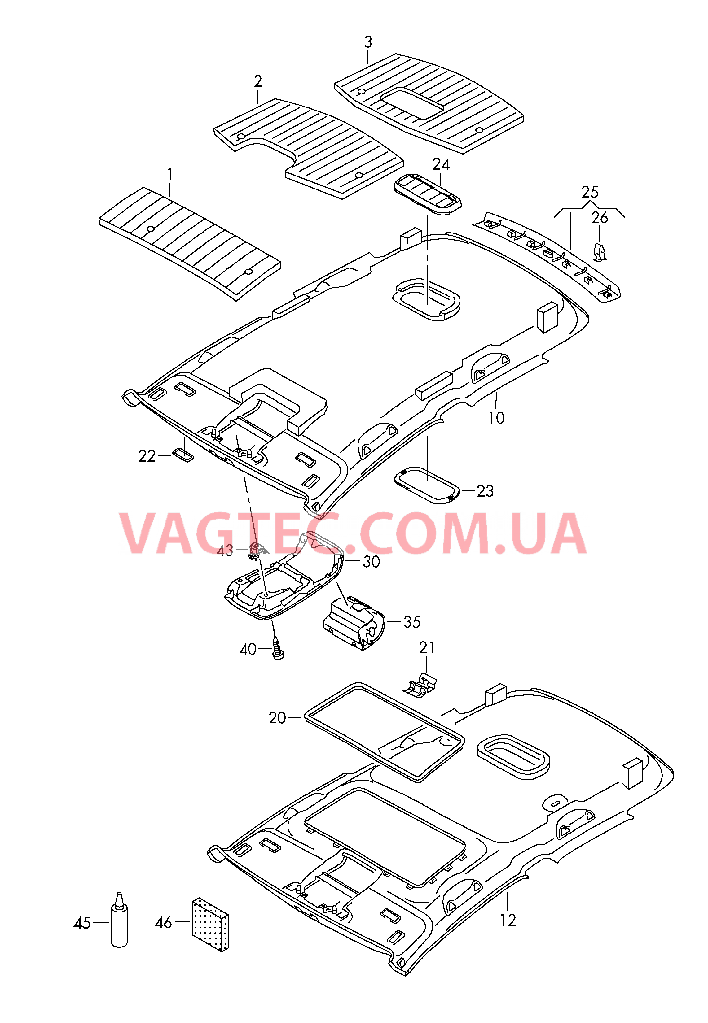 Обивка потолка  для VOLKSWAGEN GOLF 2014