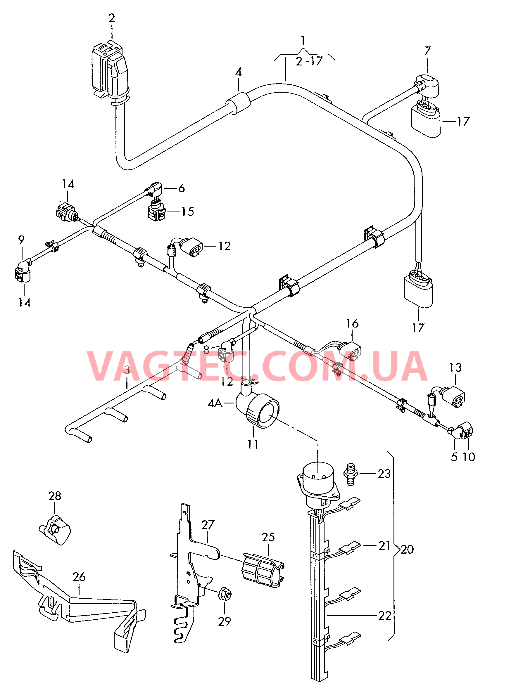 Жгут проводов для двигателя Кабель-адаптер Форсунка  для VOLKSWAGEN GOLF 2008-1