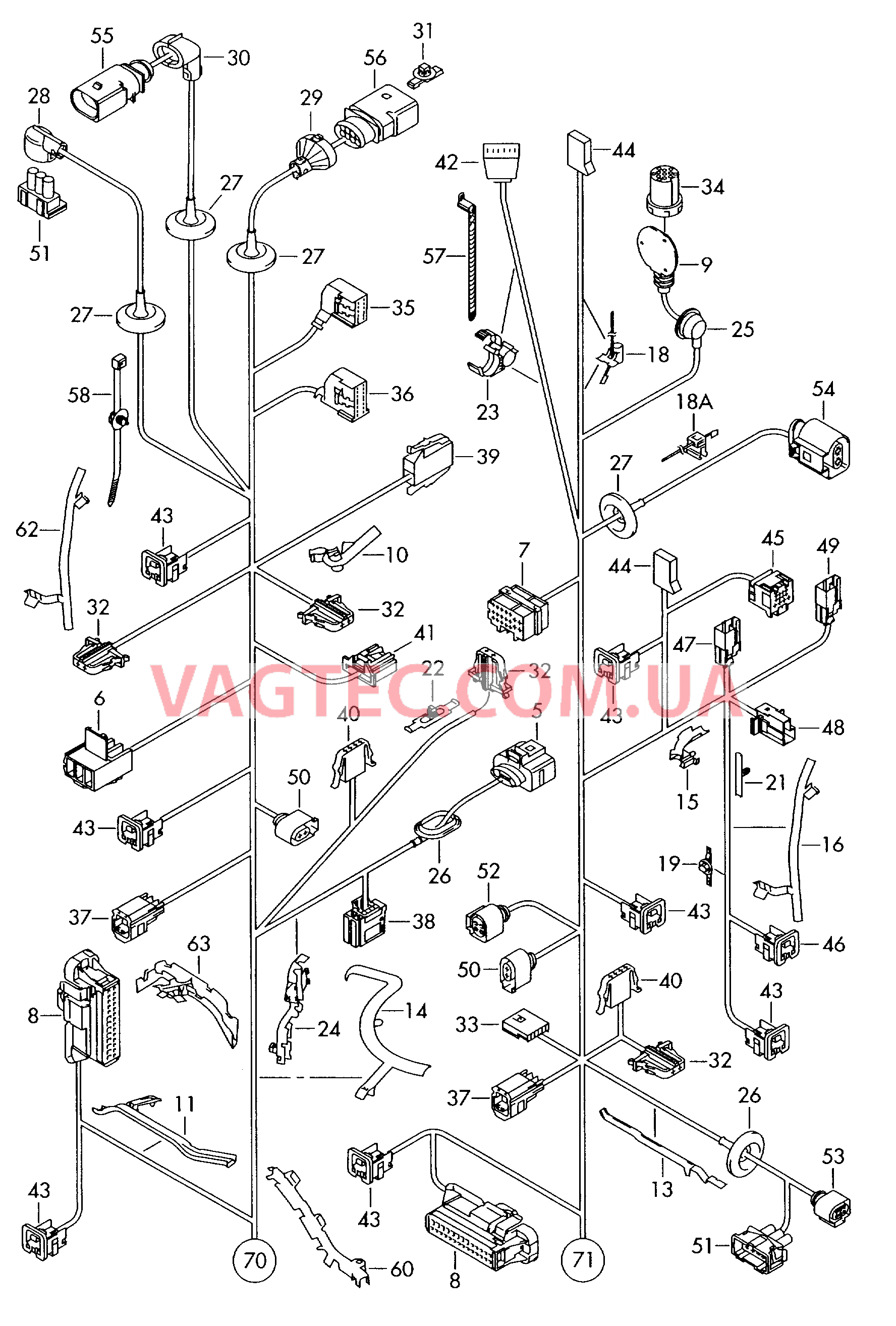 Центральный жгут Детали не в сборе                       Область: Cтойка B Задний фонарь  для VOLKSWAGEN Jetta 2010-1