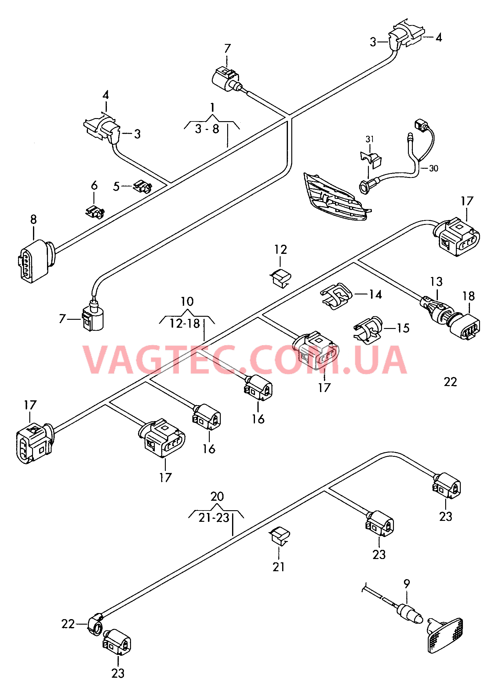 Жгут проводов для бампера  для VOLKSWAGEN GOLF 2004-1