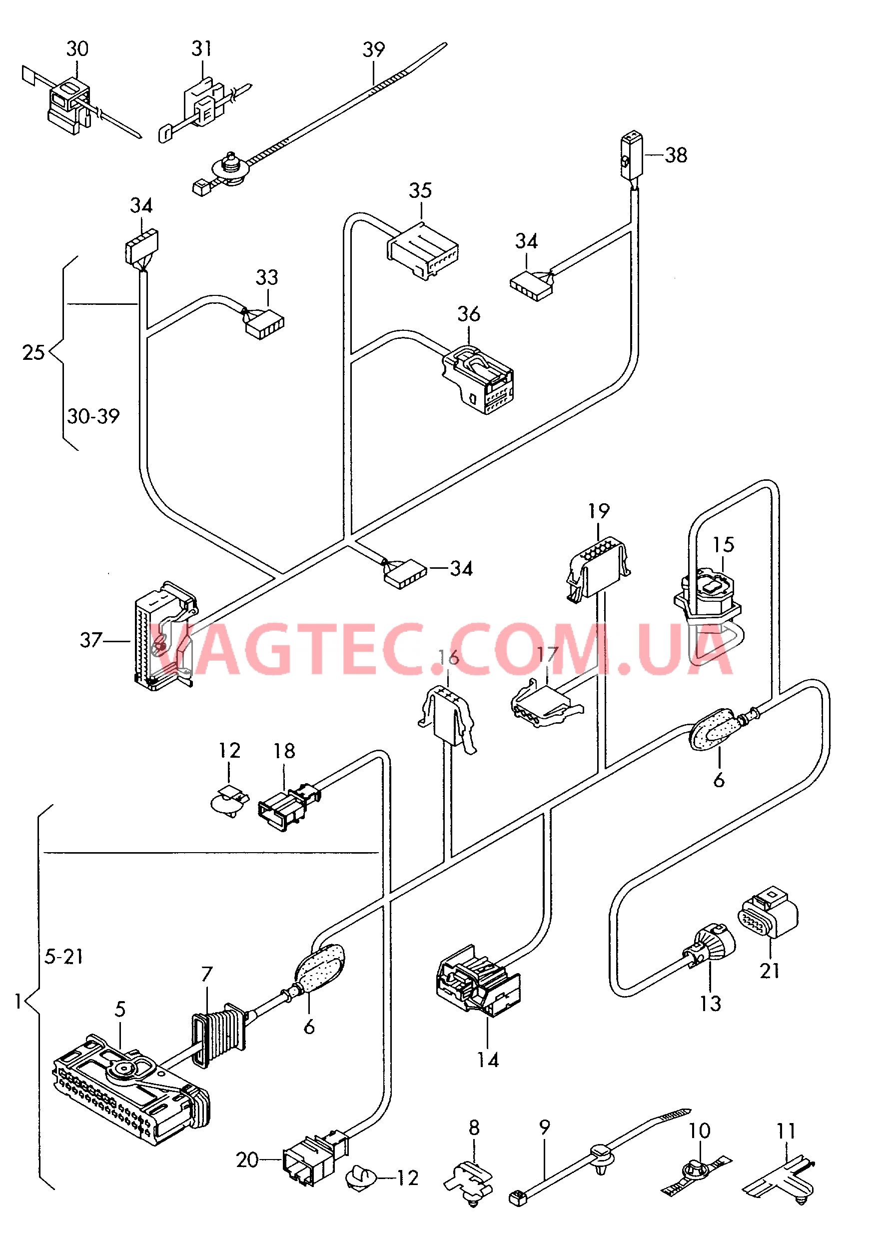 Жгут проводов двери  F 1K-6B090 501>>* F 1K-6Р018 451>>* F 1K-6U017 041>>* F 1K-6W099 001>>* для VOLKSWAGEN GOLF 2006-1