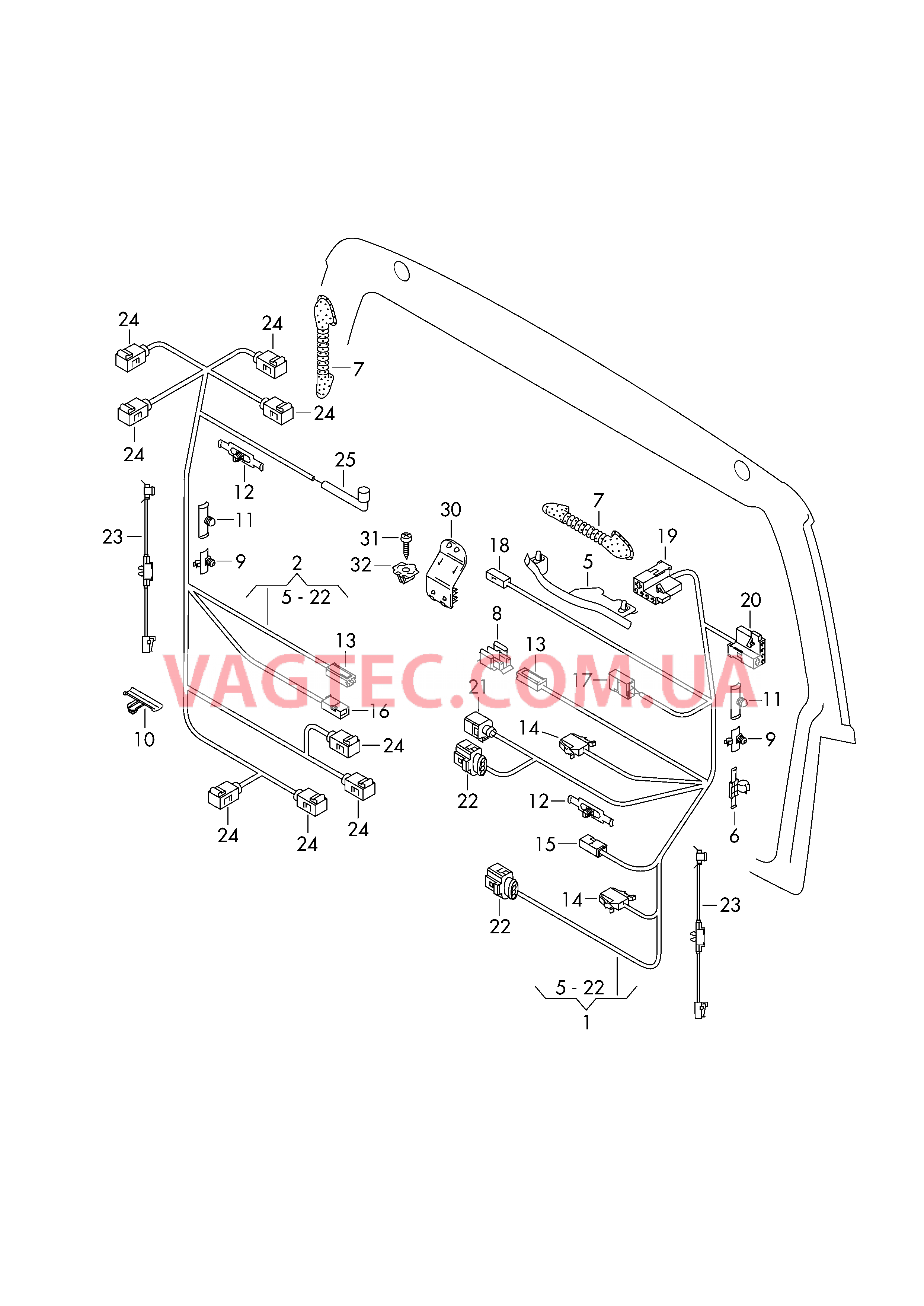 Жгут проводов двери багажного отсека  для VOLKSWAGEN GOLF 2006-1