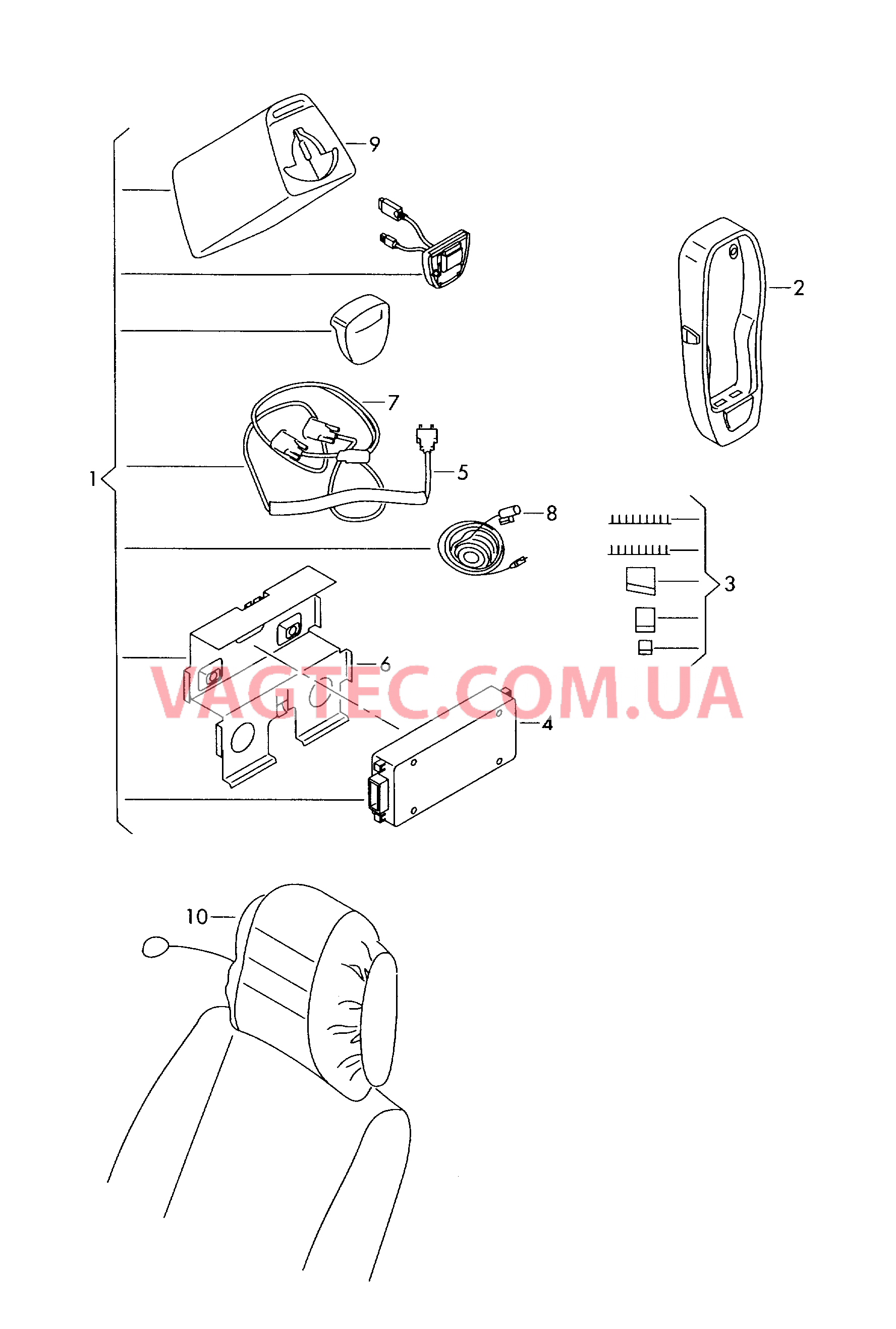 Оригинальные аксессуары USB-модем Плафон для чтения Заряд.кабель для моб. телефона ** Cм. каталог аксессуаров  **  для VOLKSWAGEN Caddy 2019