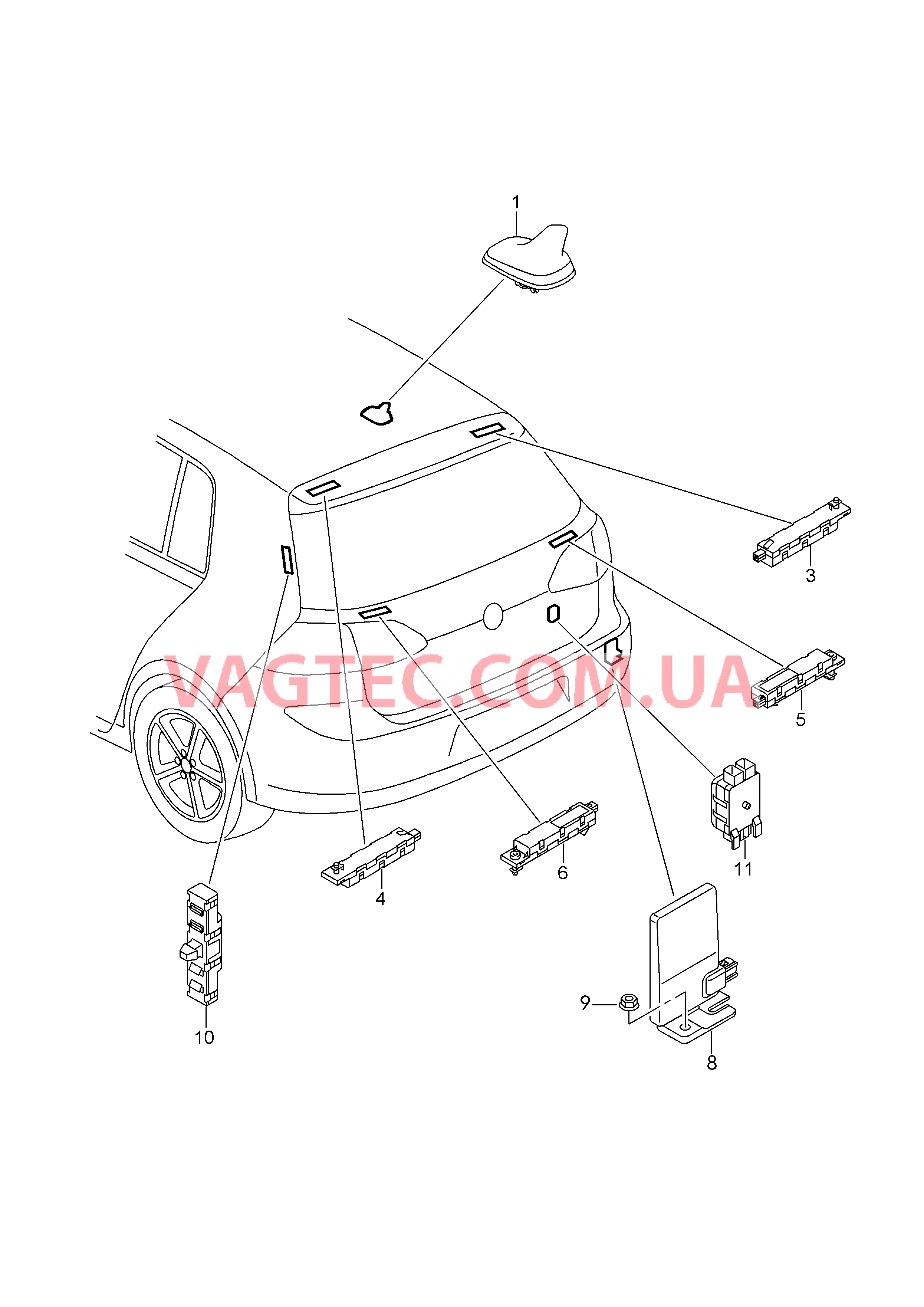 Антенна, комбиниров. для крыши  для VOLKSWAGEN GOLF 2013-2