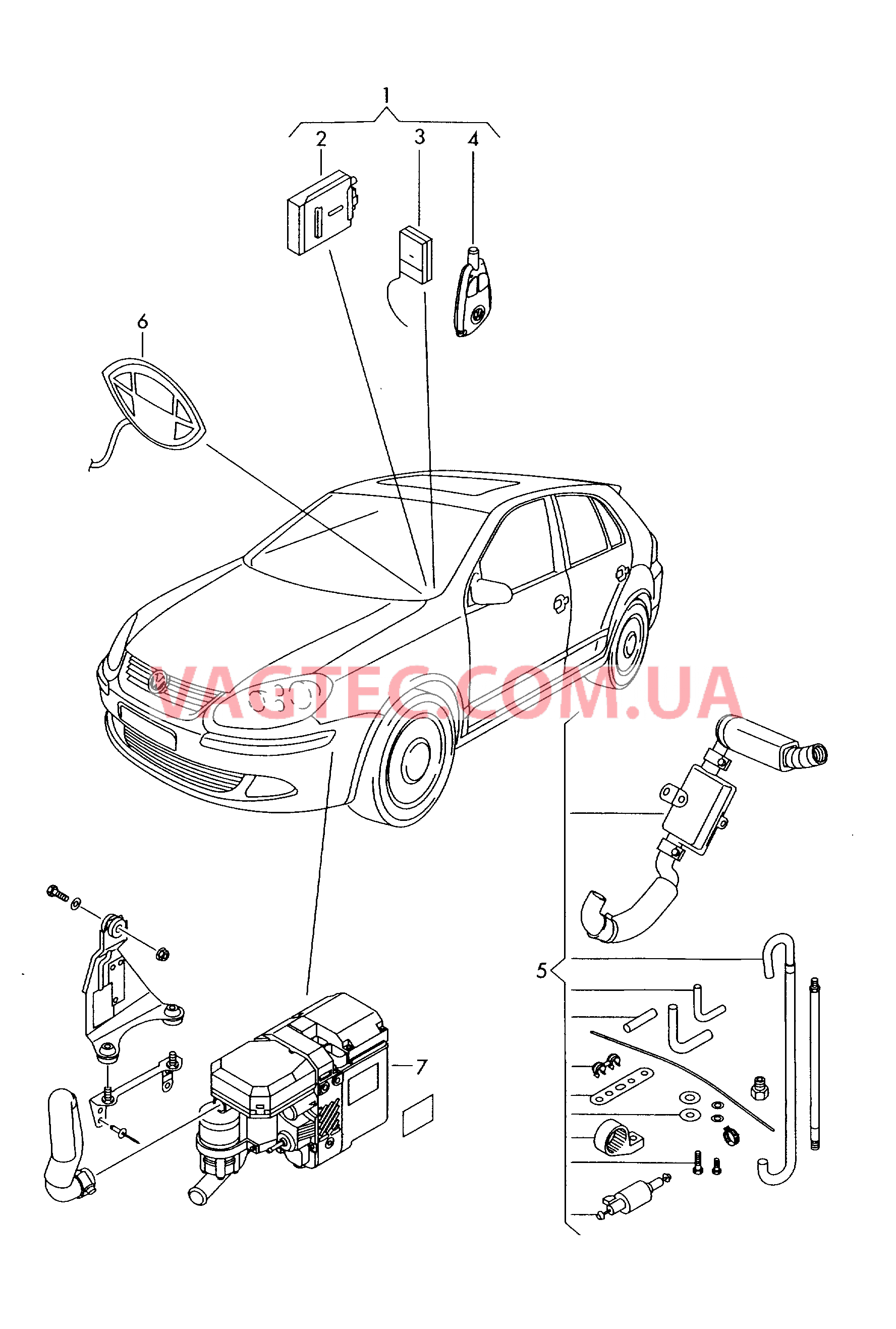 Оригинальные аксессуары Автономный отопитель Учитывать доп. информацию в каталоге принадлежностей  для VOLKSWAGEN GOLF 2018