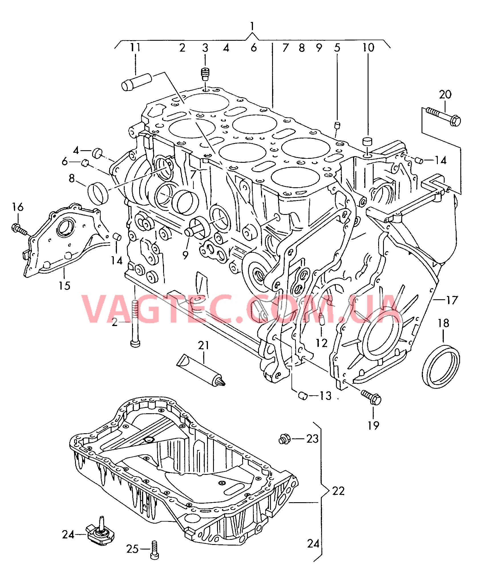 Блок цилиндров Масляный поддон  для VOLKSWAGEN GOLF 2008-1