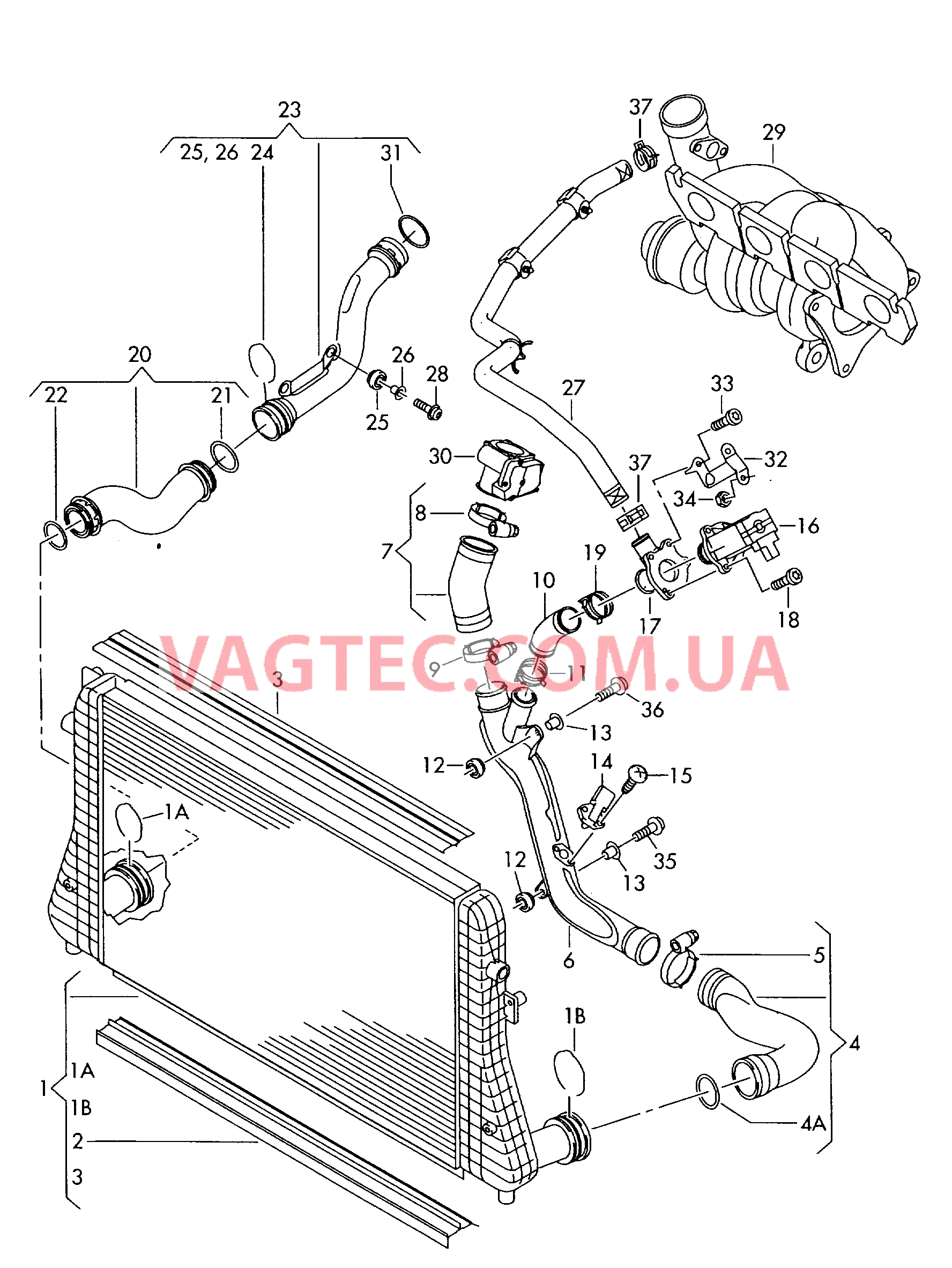 Охладитель наддув. воздуха  для VOLKSWAGEN GOLF 2006-1