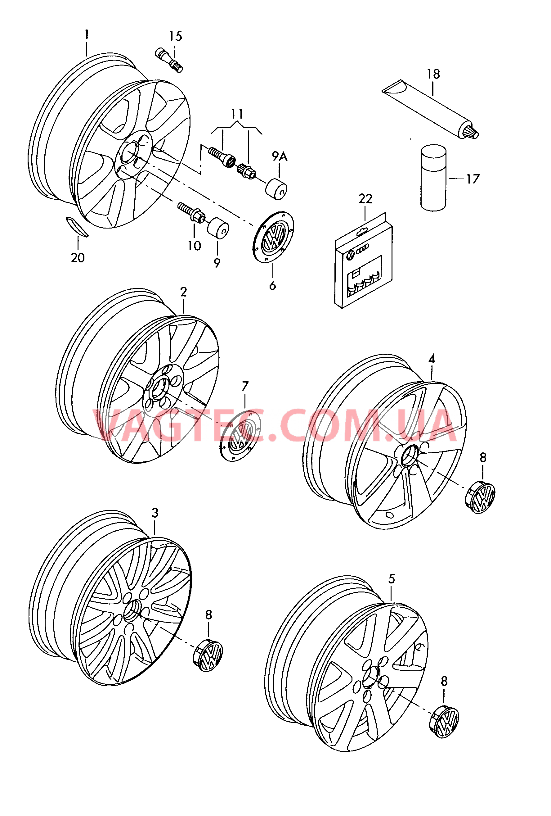 Алюминиевый диск Колпак колеса  для VOLKSWAGEN GOLF 2007