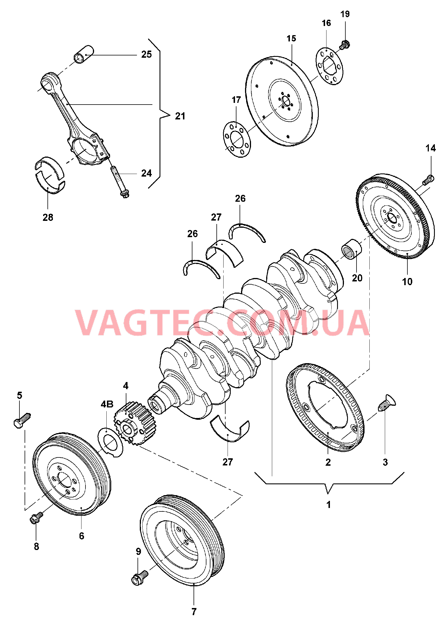 Коленчатый вал Шатун Опора F             >> 1K-9-304 948* для VOLKSWAGEN GOLF 2008