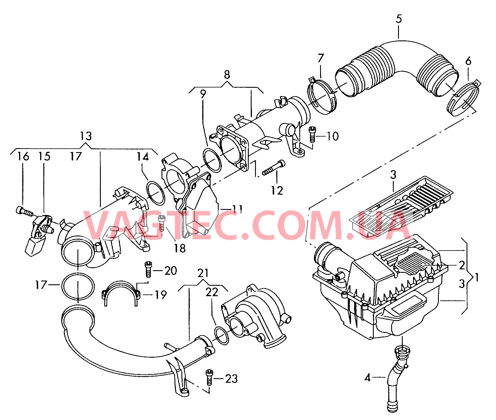 Возд. фильтр с сопутств. деталями  для VOLKSWAGEN Touran 2006