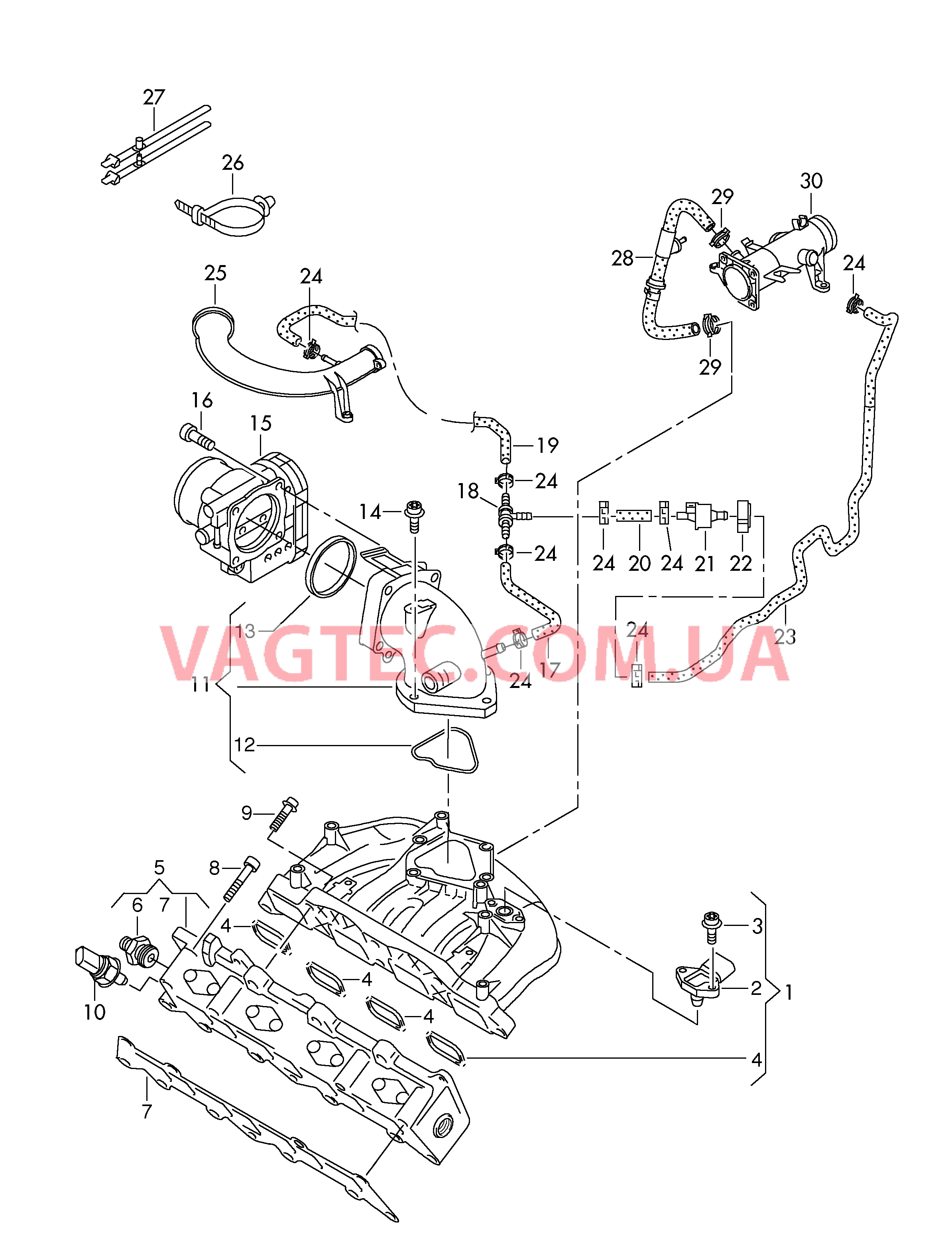 Cистема впуска воздуха Вакуумная система Cистема улавл. паров топлива Эжекционный насос  для VOLKSWAGEN Tiguan 2013