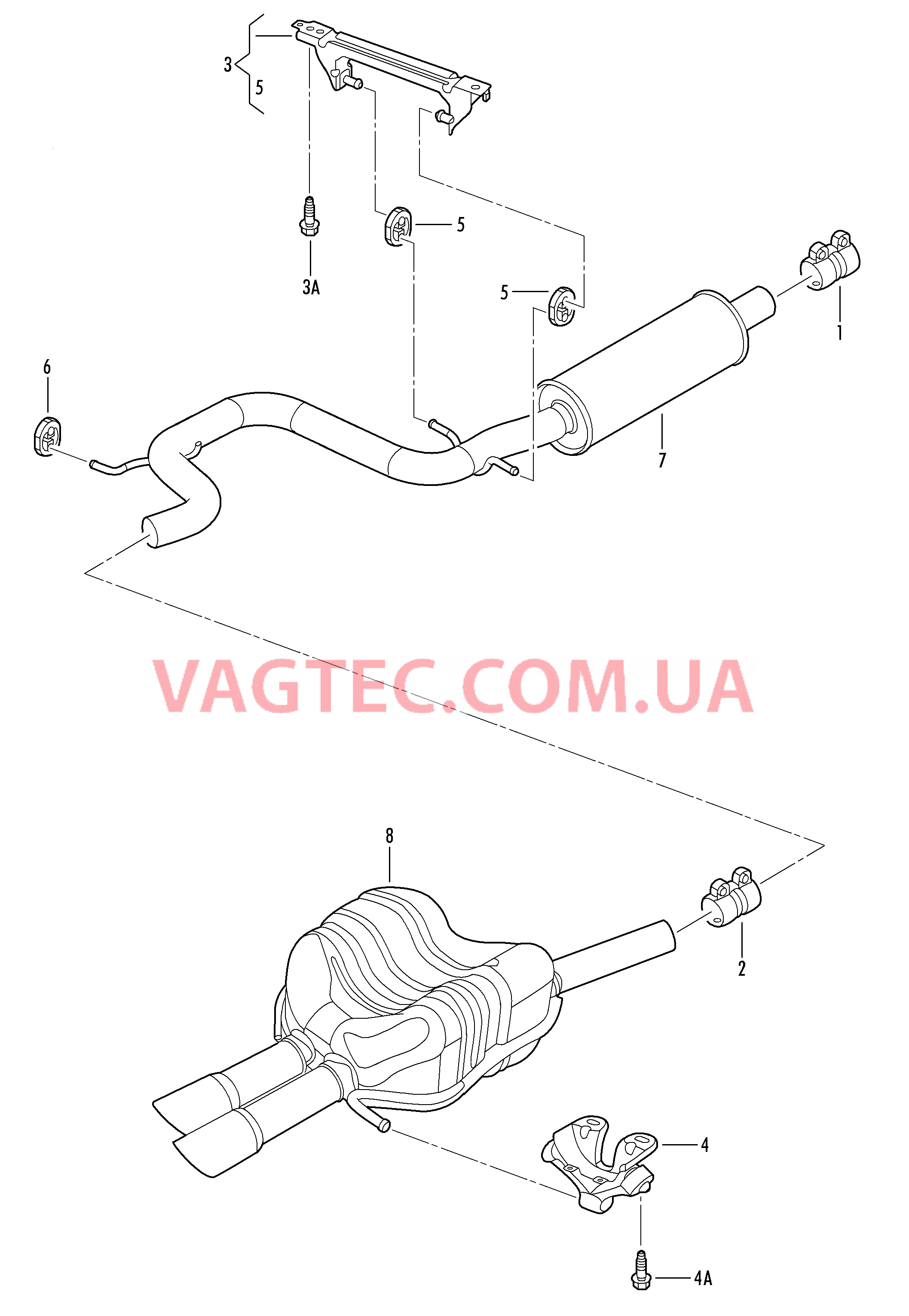 Передний глушитель Задний глушитель  для VOLKSWAGEN GOLF 2008