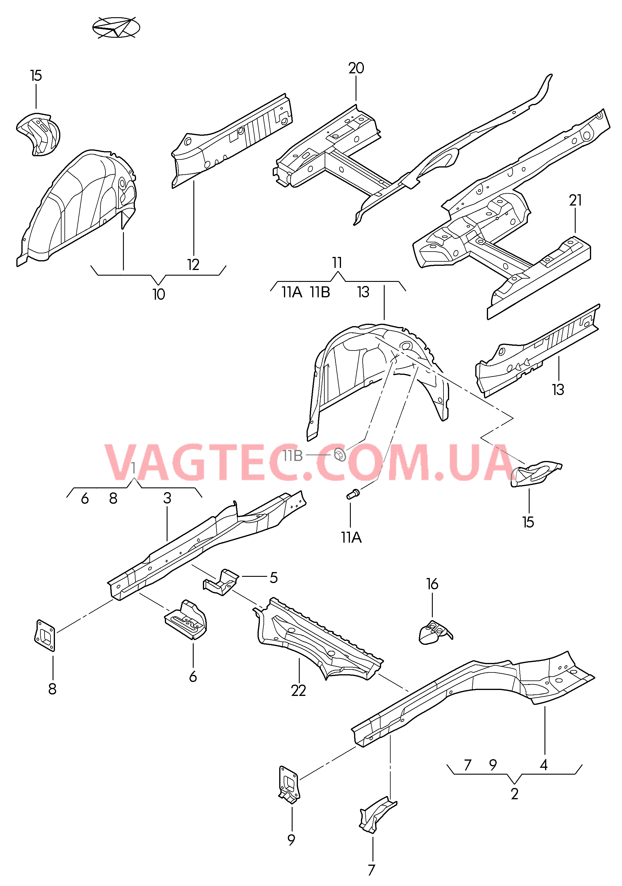 Лонжерон Внутренняя часть арки колеса  для VOLKSWAGEN GOLF 2007-1