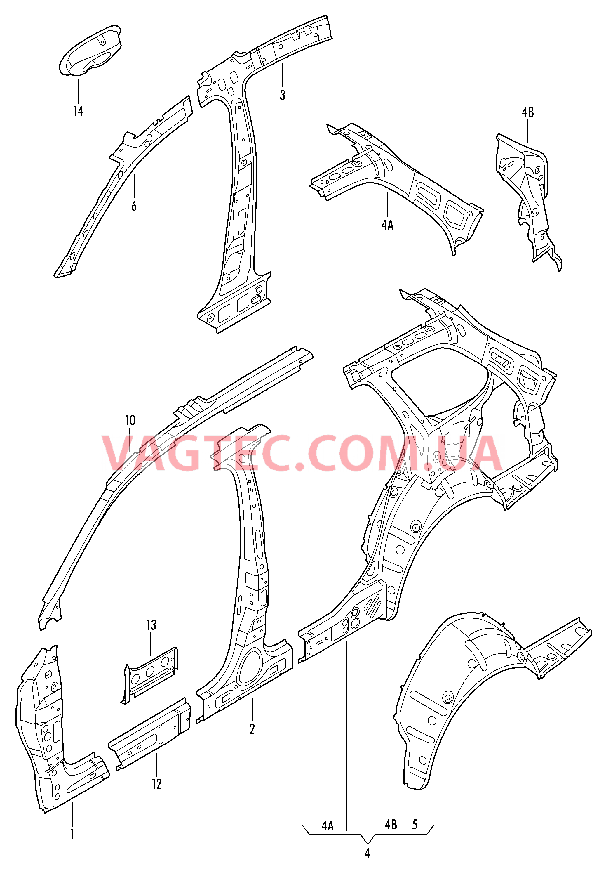 Боковина, внутренняя  для VOLKSWAGEN GOLF 2007-1