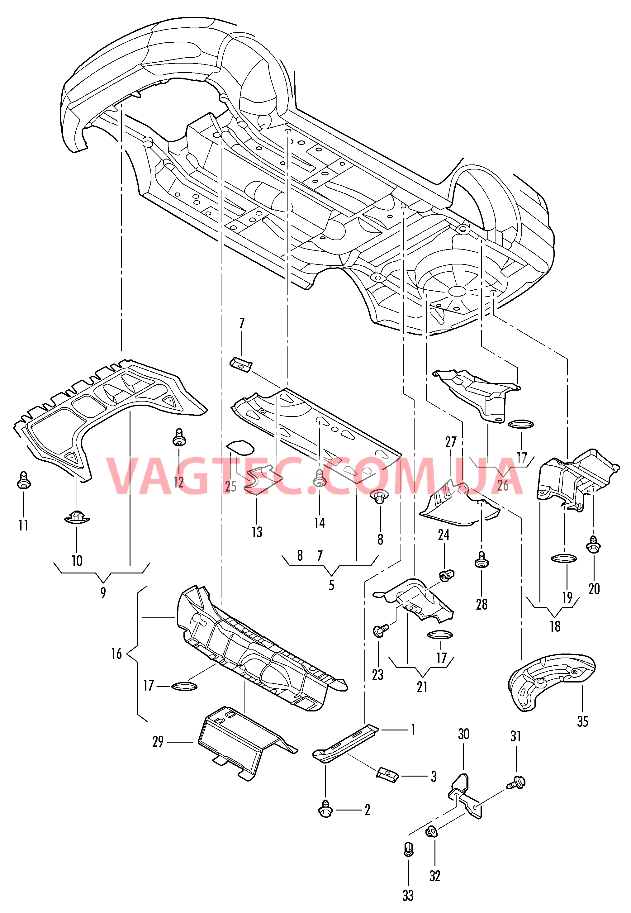 Облицовка днища Шумоизоляция Теплозащитный экран  для VOLKSWAGEN GOLF 2007-1