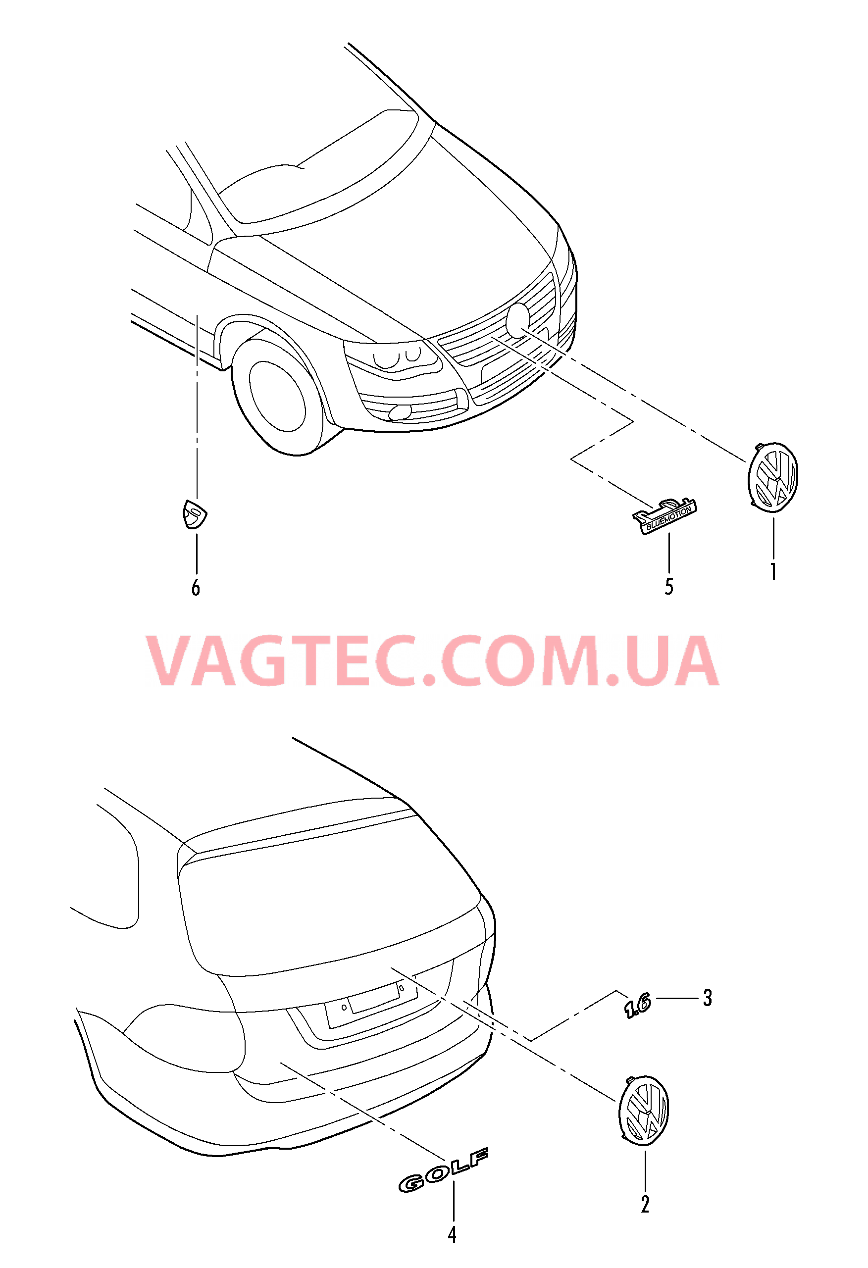 Надписи  для VOLKSWAGEN GOLF 2008