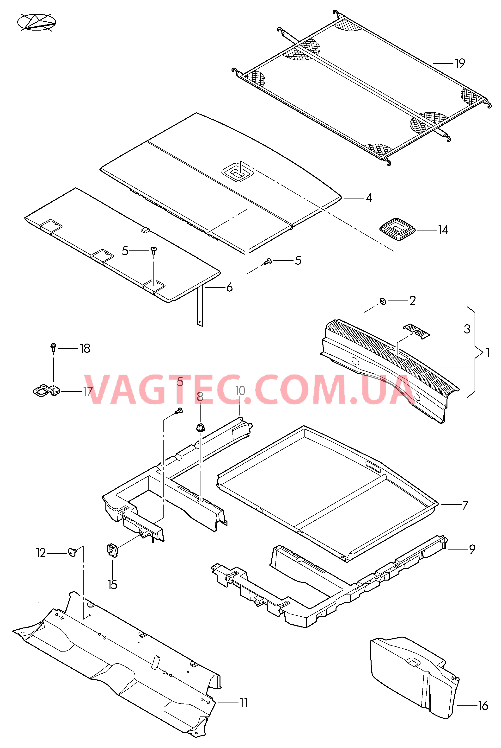 Коврик багажника Накладка для кронштейна замка  для VOLKSWAGEN GOLF 2008