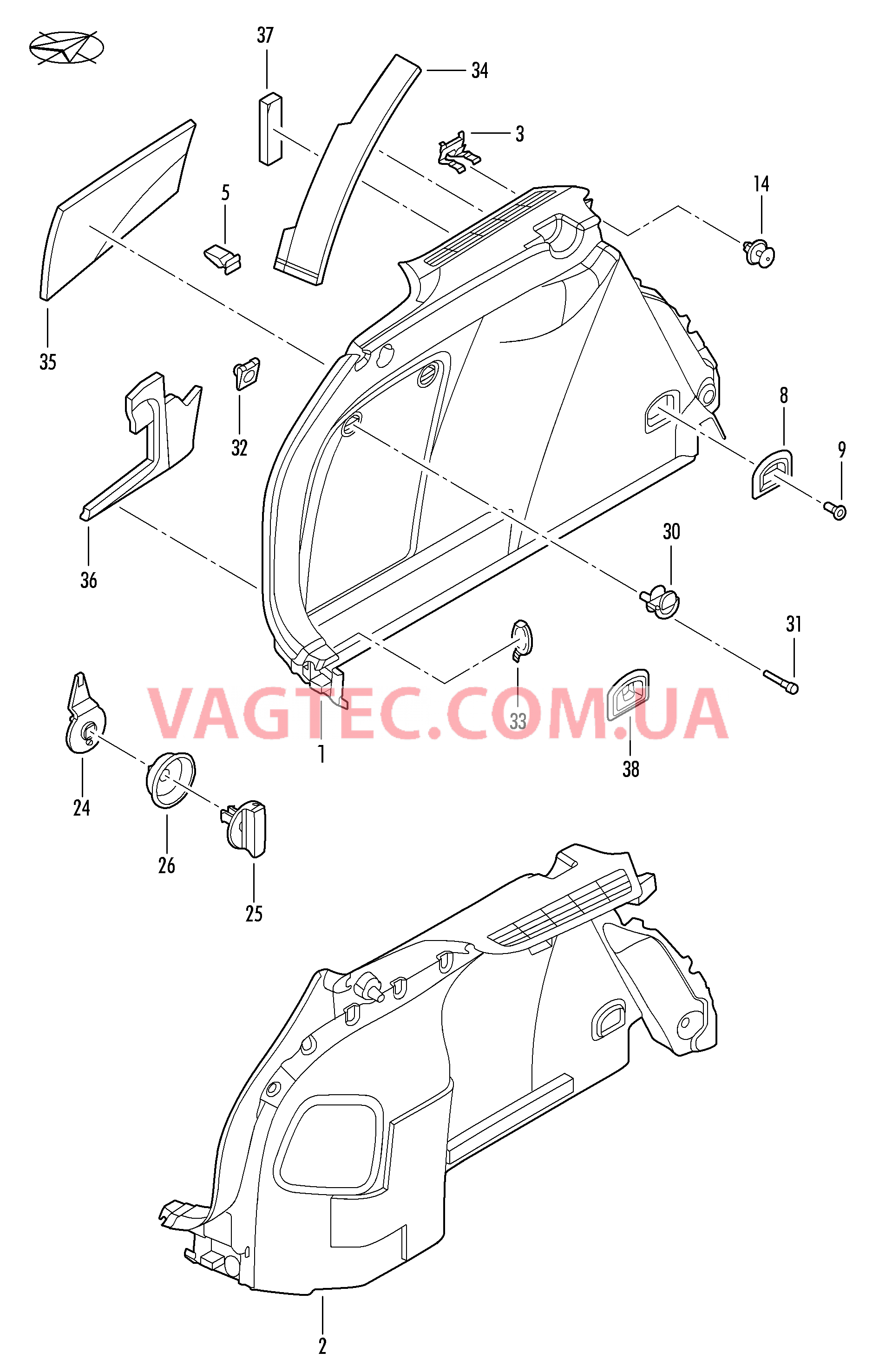 Обивка багажного отсека  для VOLKSWAGEN GOLF 2010-1