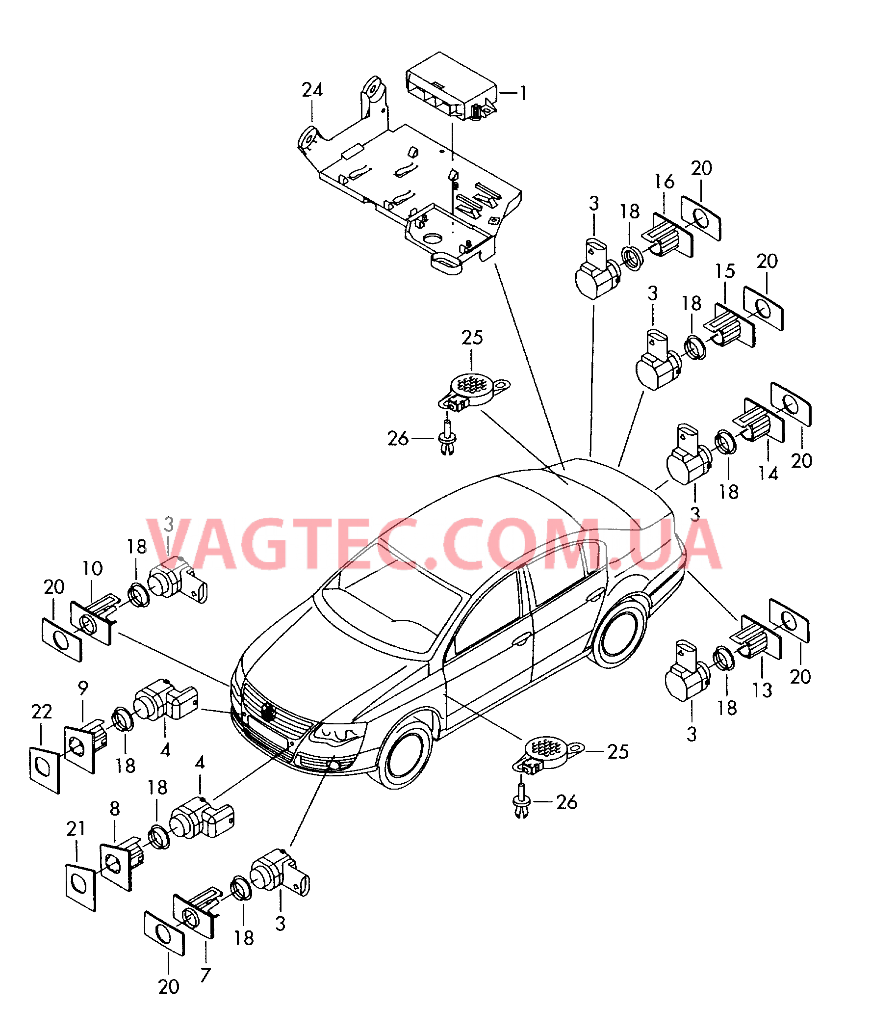 Парковочный ассистент  F 1K-9-091 376>>* для VOLKSWAGEN Jetta 2009-1