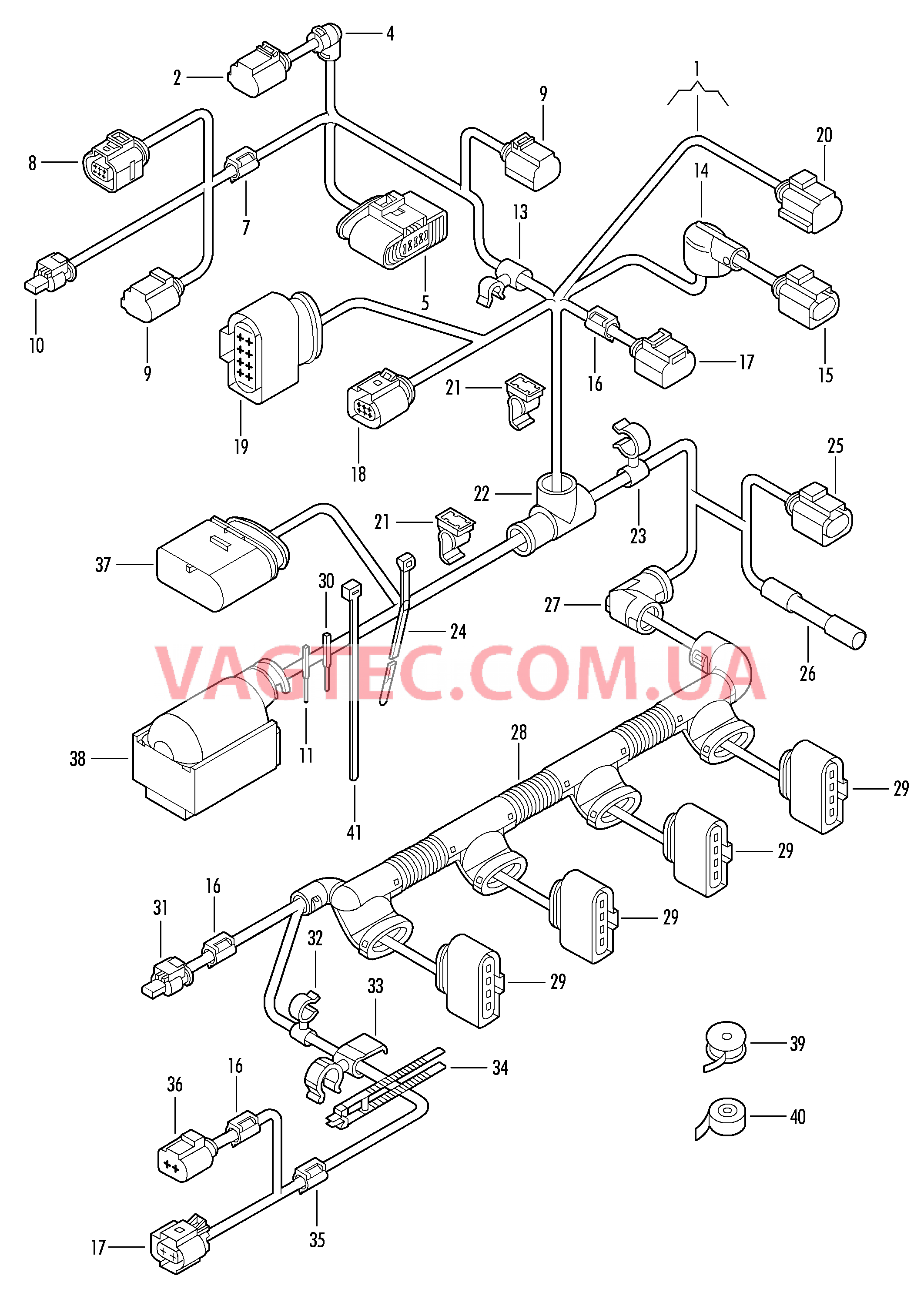 Жгут проводов для двигателя Жгут проводов для форсунок  для VOLKSWAGEN GOLF 2008