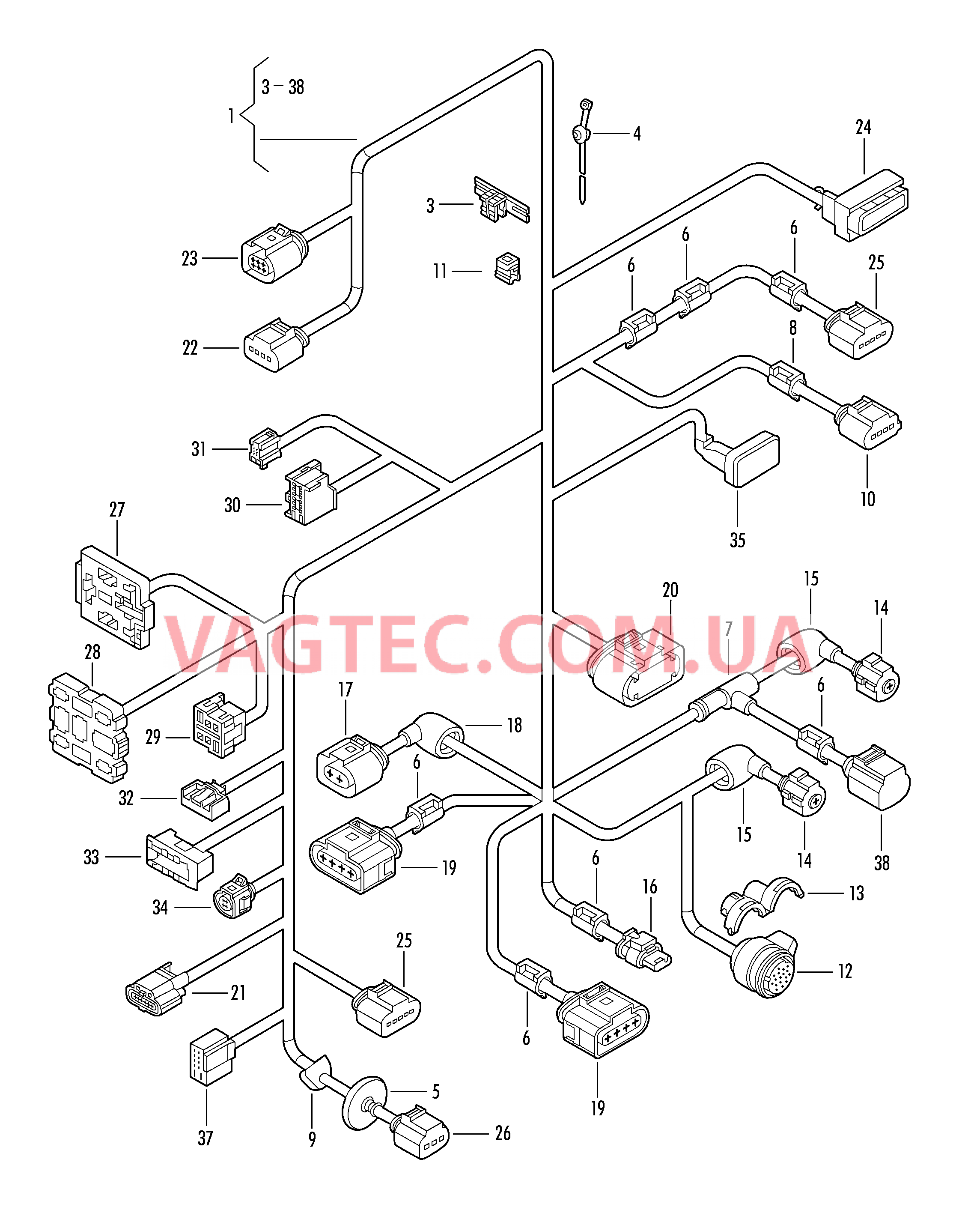 Отрезок жгута для моторного отсека  для VOLKSWAGEN Jetta 2007-1