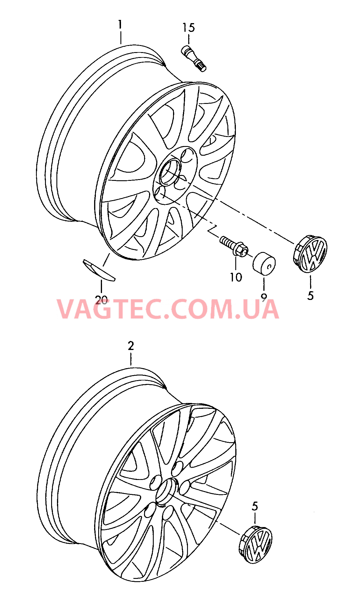 Алюминиевый диск Колпак колеса  для VOLKSWAGEN GOLF 2008-1