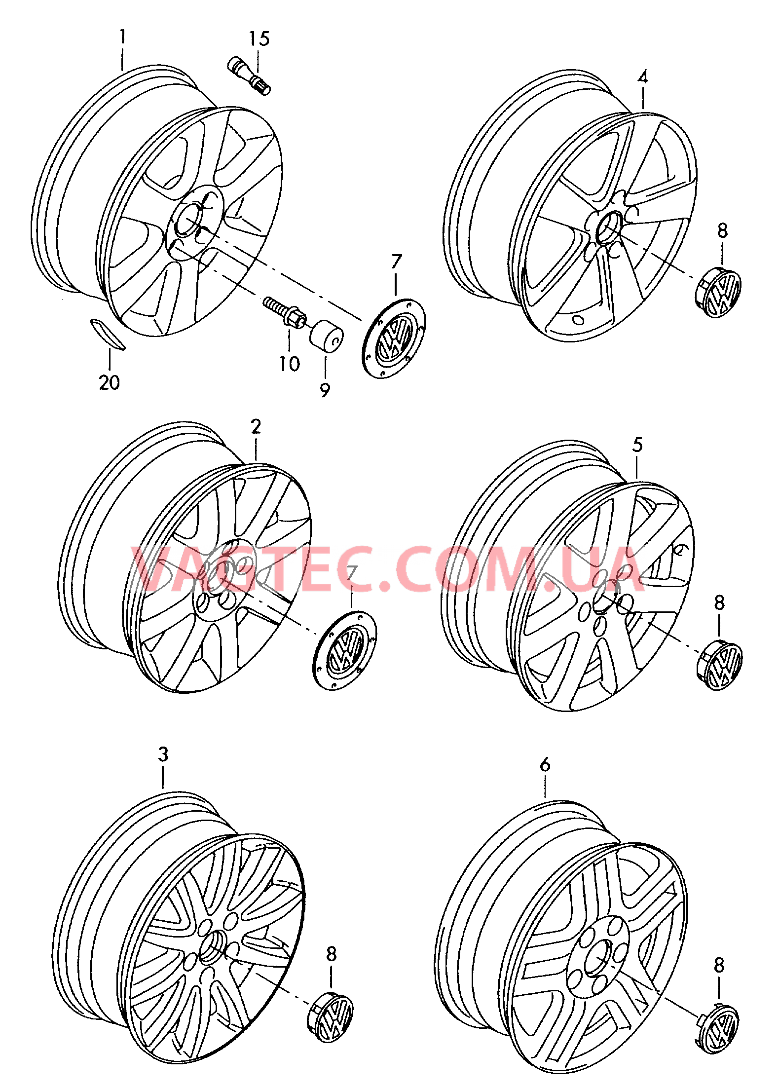 Алюминиевый диск Колпак колеса  для VOLKSWAGEN GOLF 2009-1