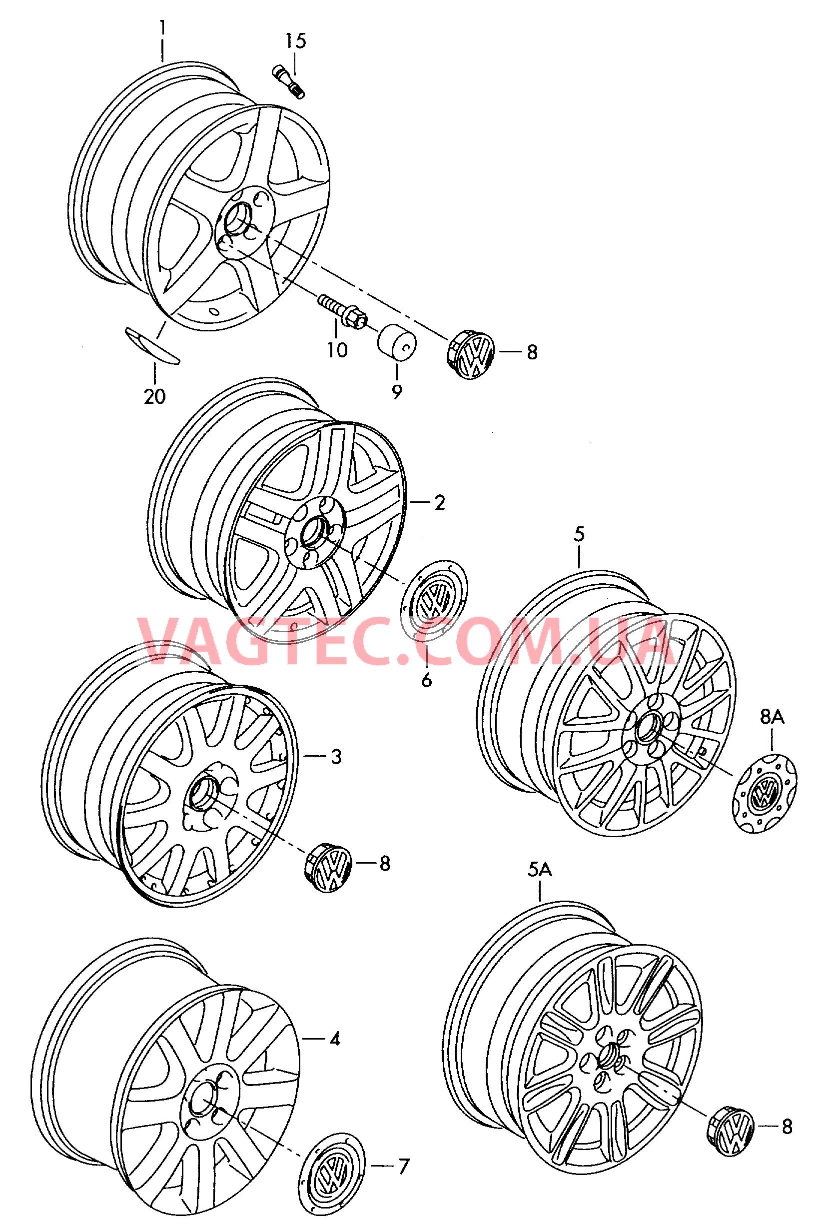 Алюминиевый диск Колпак колеса  для VOLKSWAGEN GOLF 2008-1