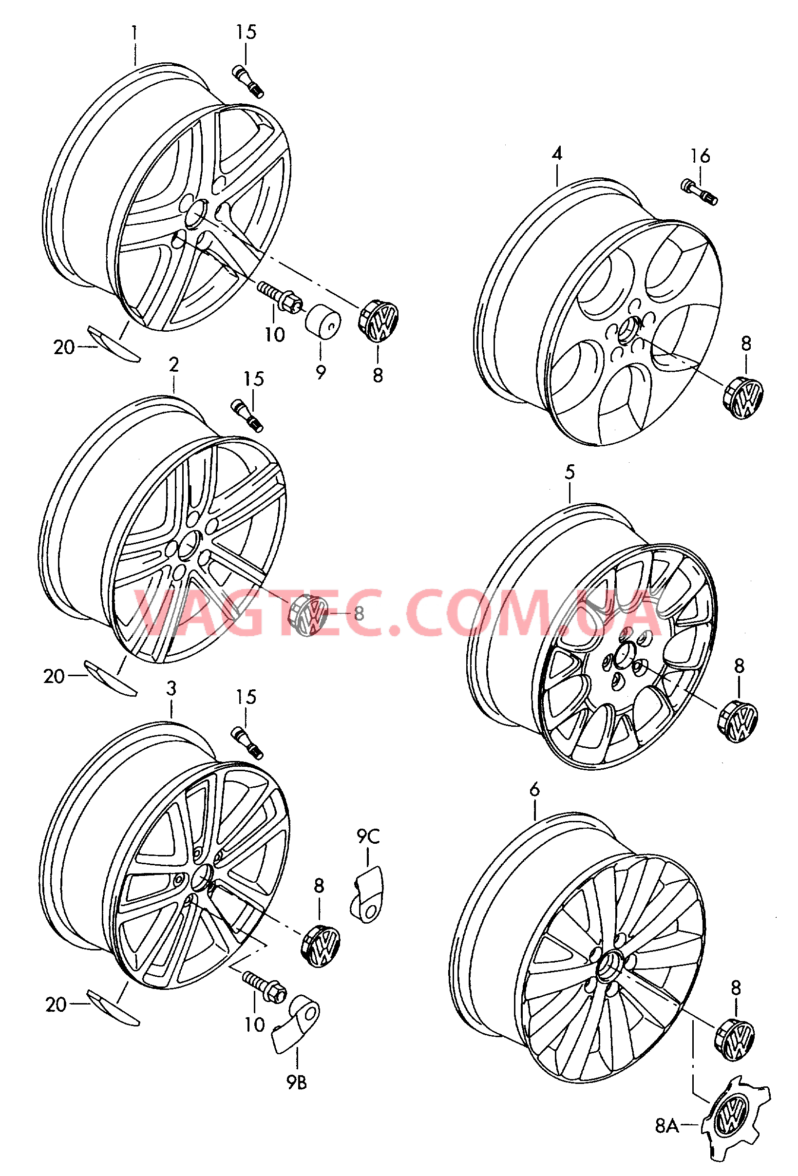 Алюминиевый диск Колпак колеса для а/м с индивидуальной комплектацией  для VOLKSWAGEN GOLF 2009-1