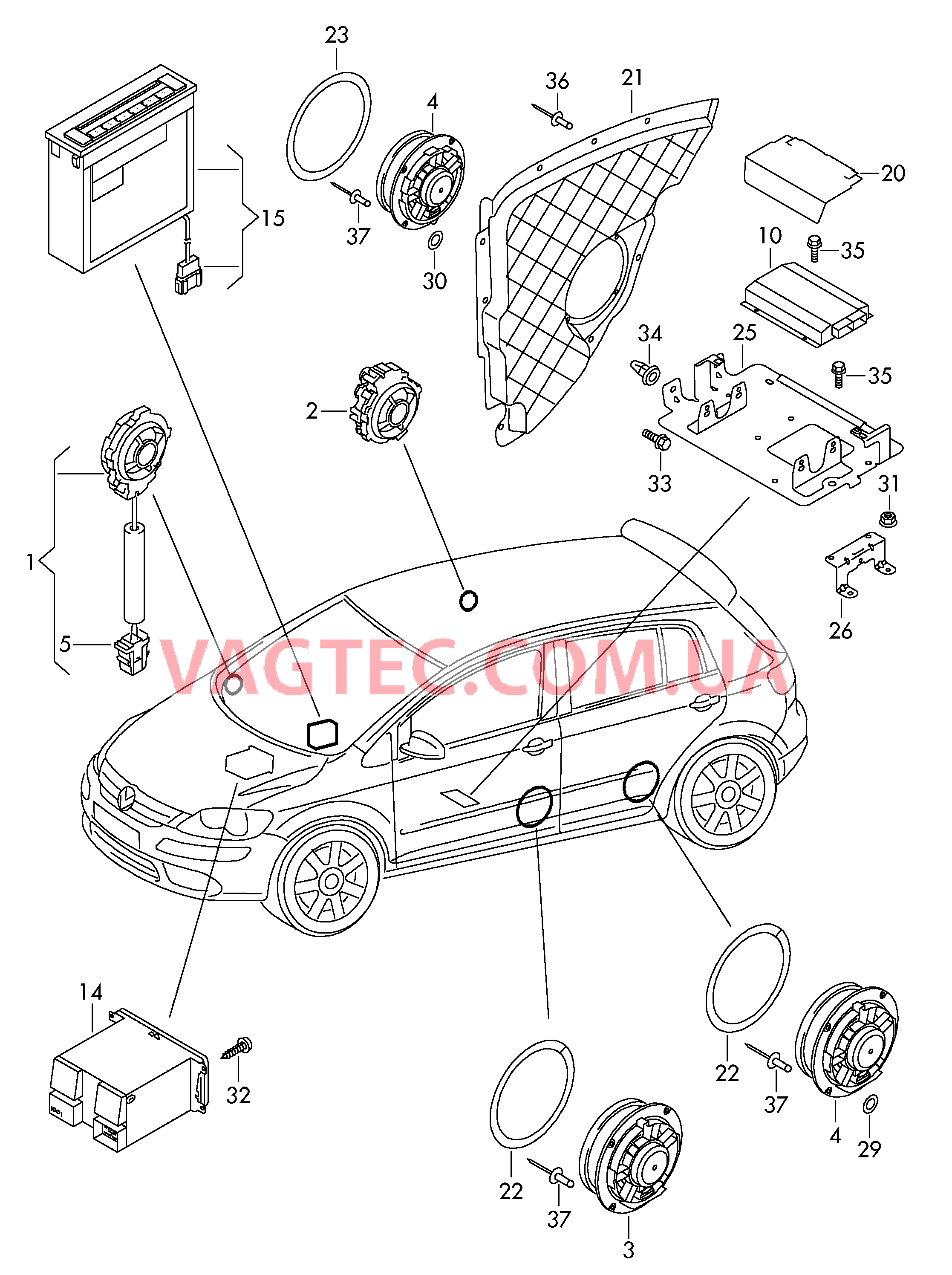 Электрические детали акустической системы  для VOLKSWAGEN GOLF 2010