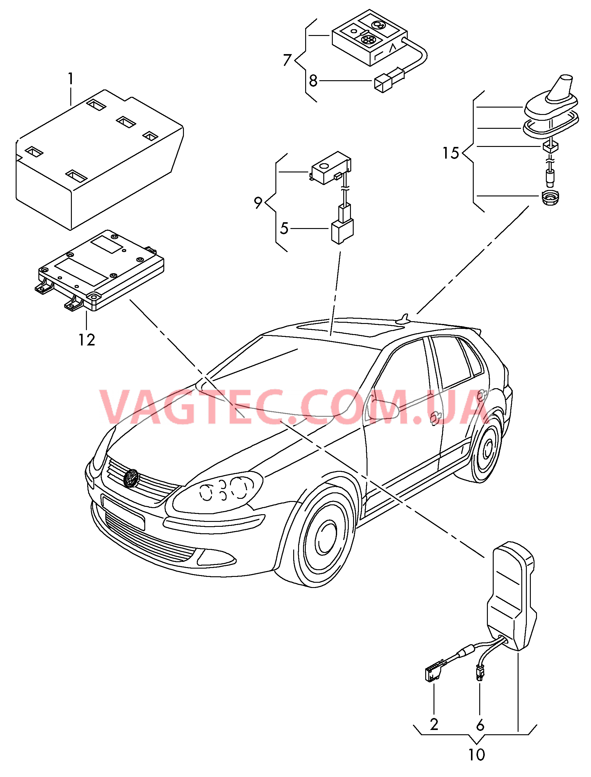 Электрические детали комплекта для подключения телефона  для VOLKSWAGEN GOLF 2012-1