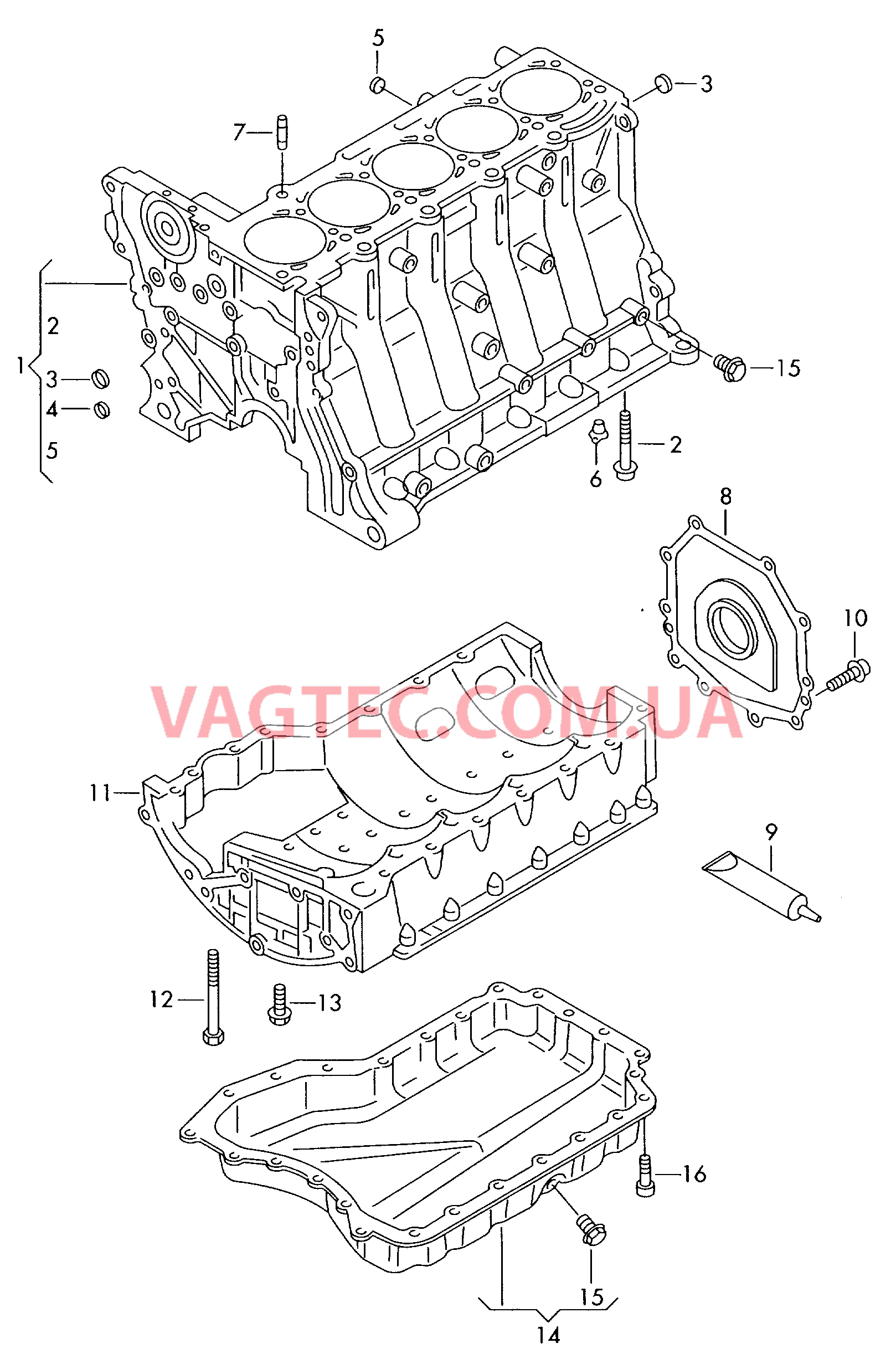 Блок цилиндров Масляный поддон  для VOLKSWAGEN GOLF 2009-2