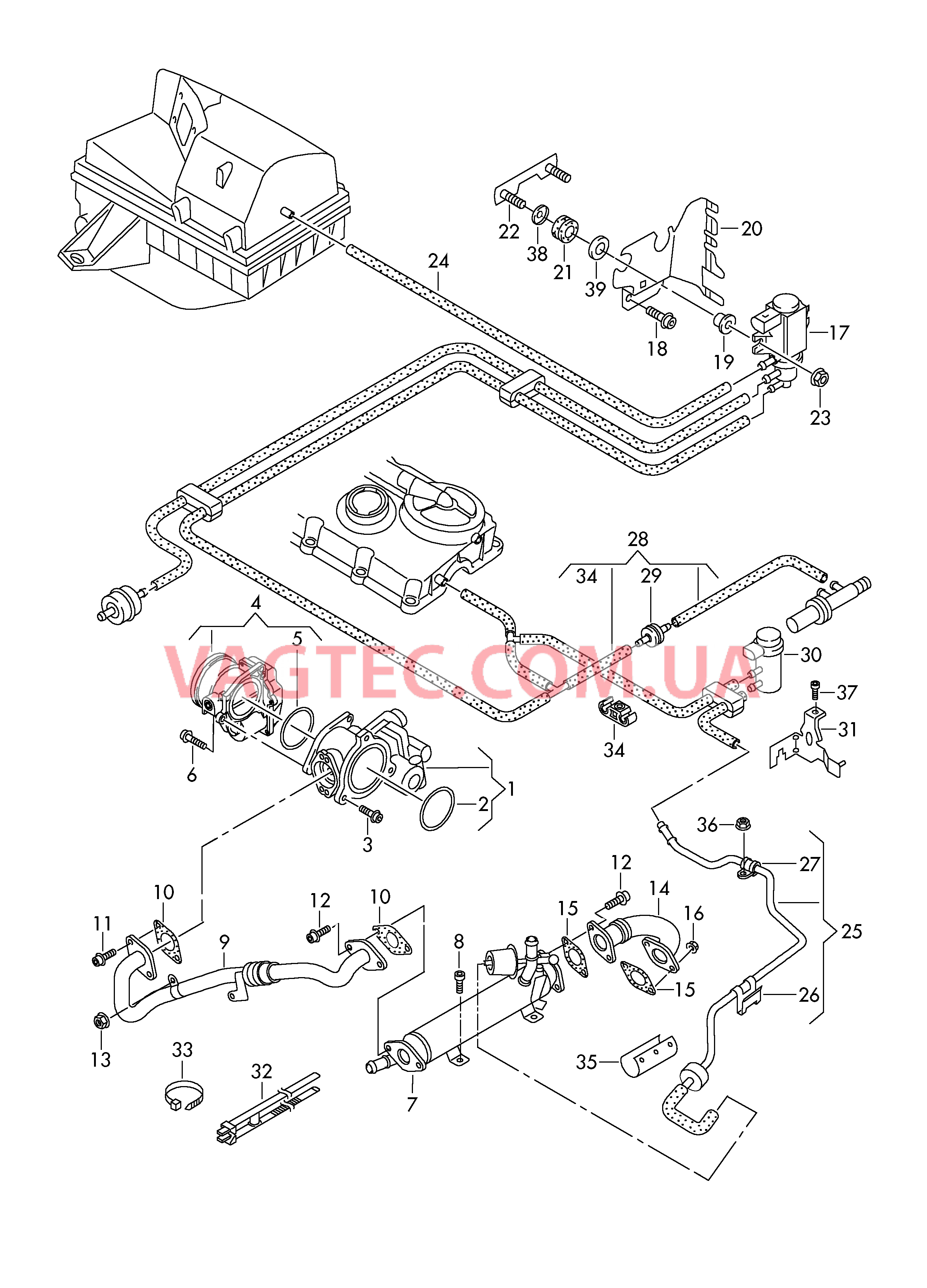 Рециркуляция ОГ Вакуумная система  для VOLKSWAGEN GOLF 2009-2