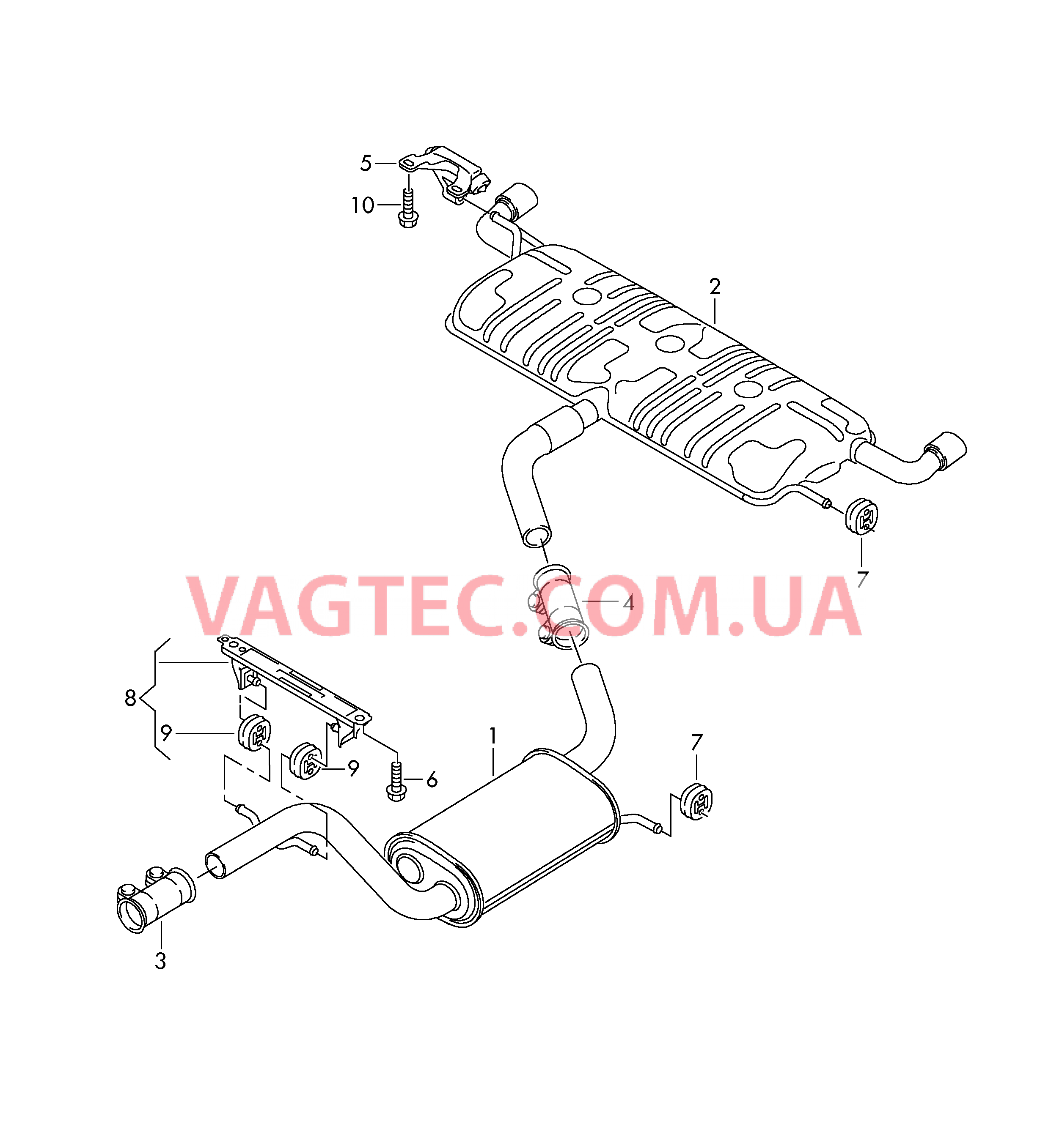 Передний глушитель Задний глушитель  для VOLKSWAGEN GOLF 2013-1