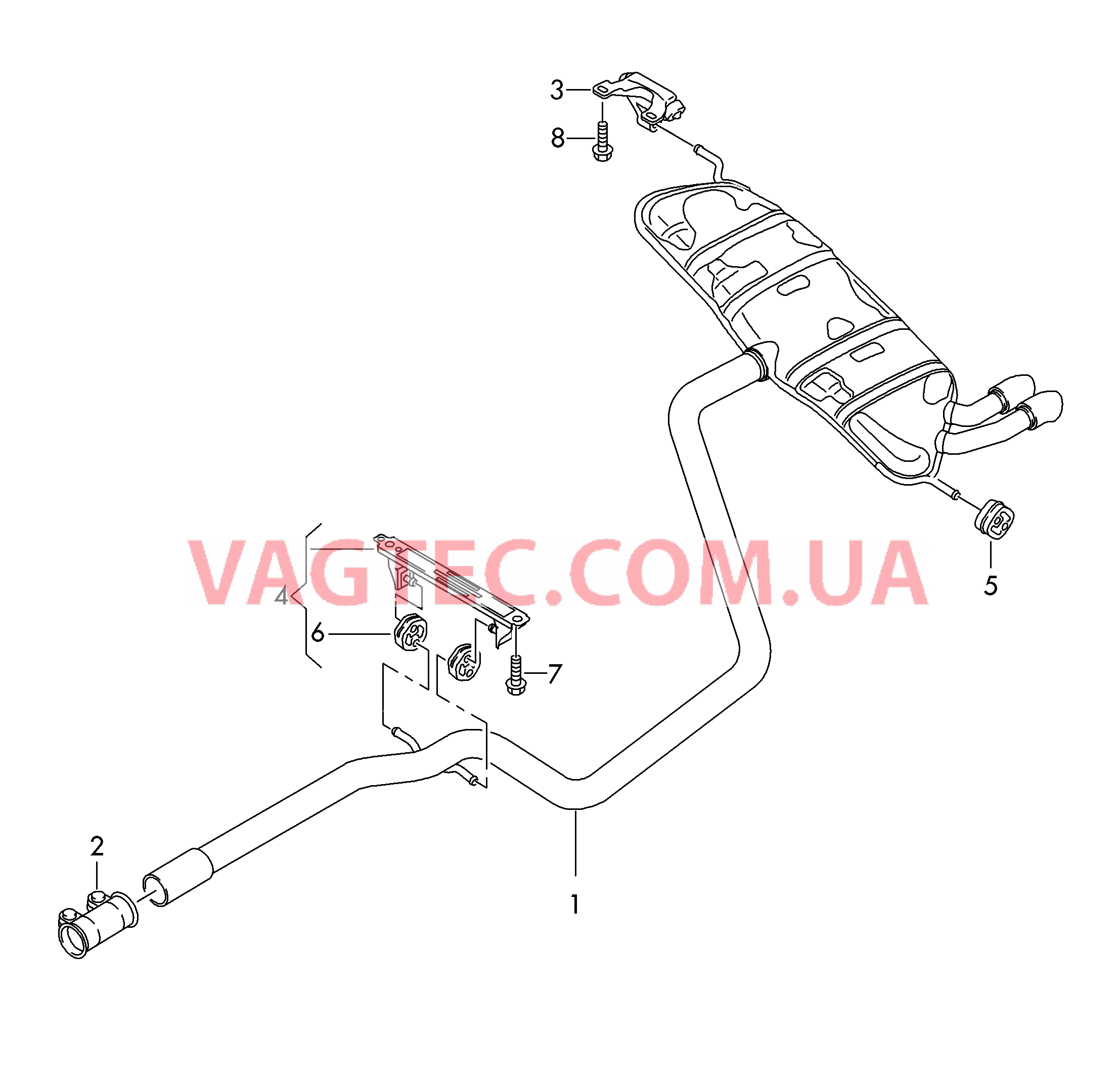 Промежуточная труба Задний глушитель  для VOLKSWAGEN Golf.Plus 2009-1